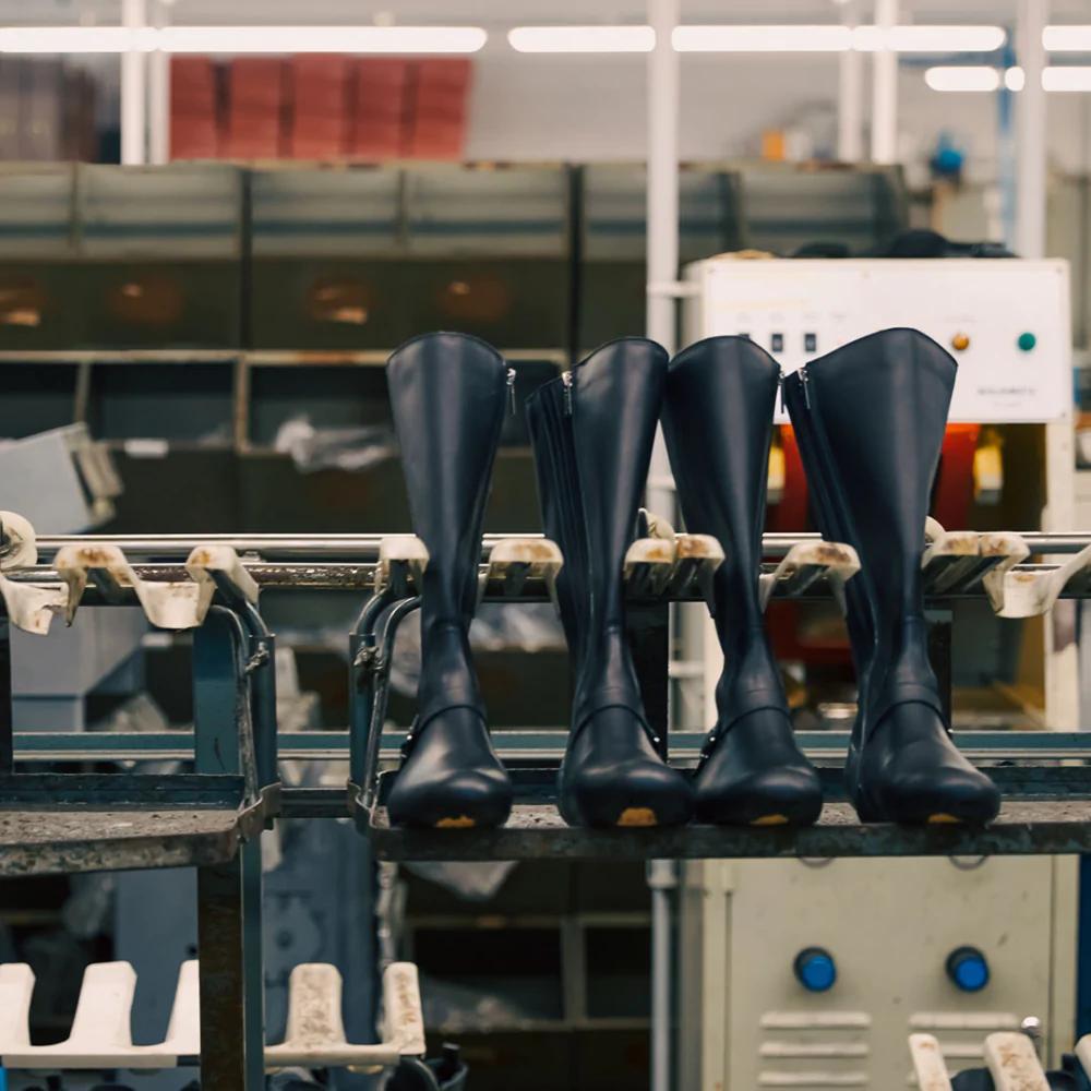 black leather knee high boots