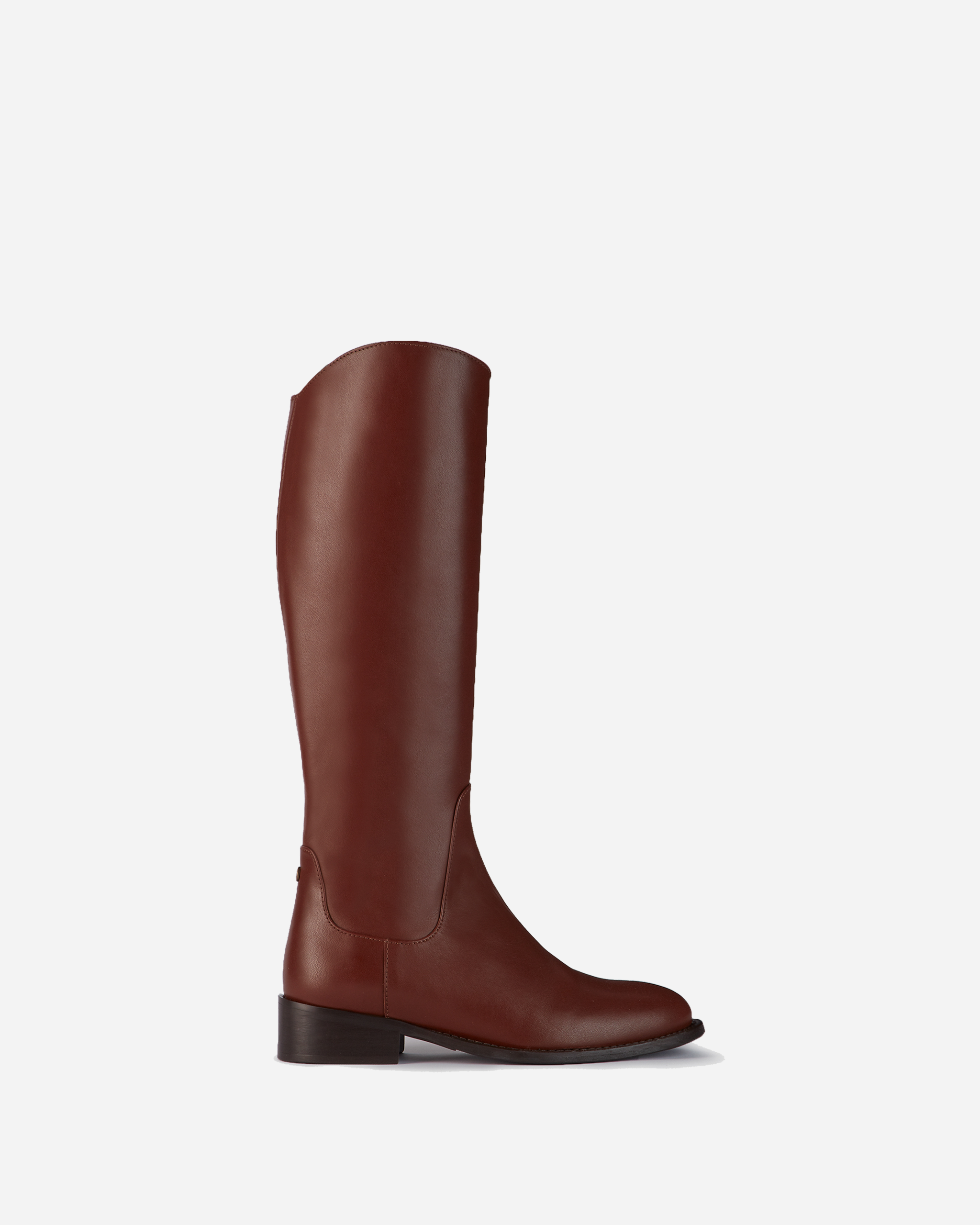 Burgundy knee high tan leather boots