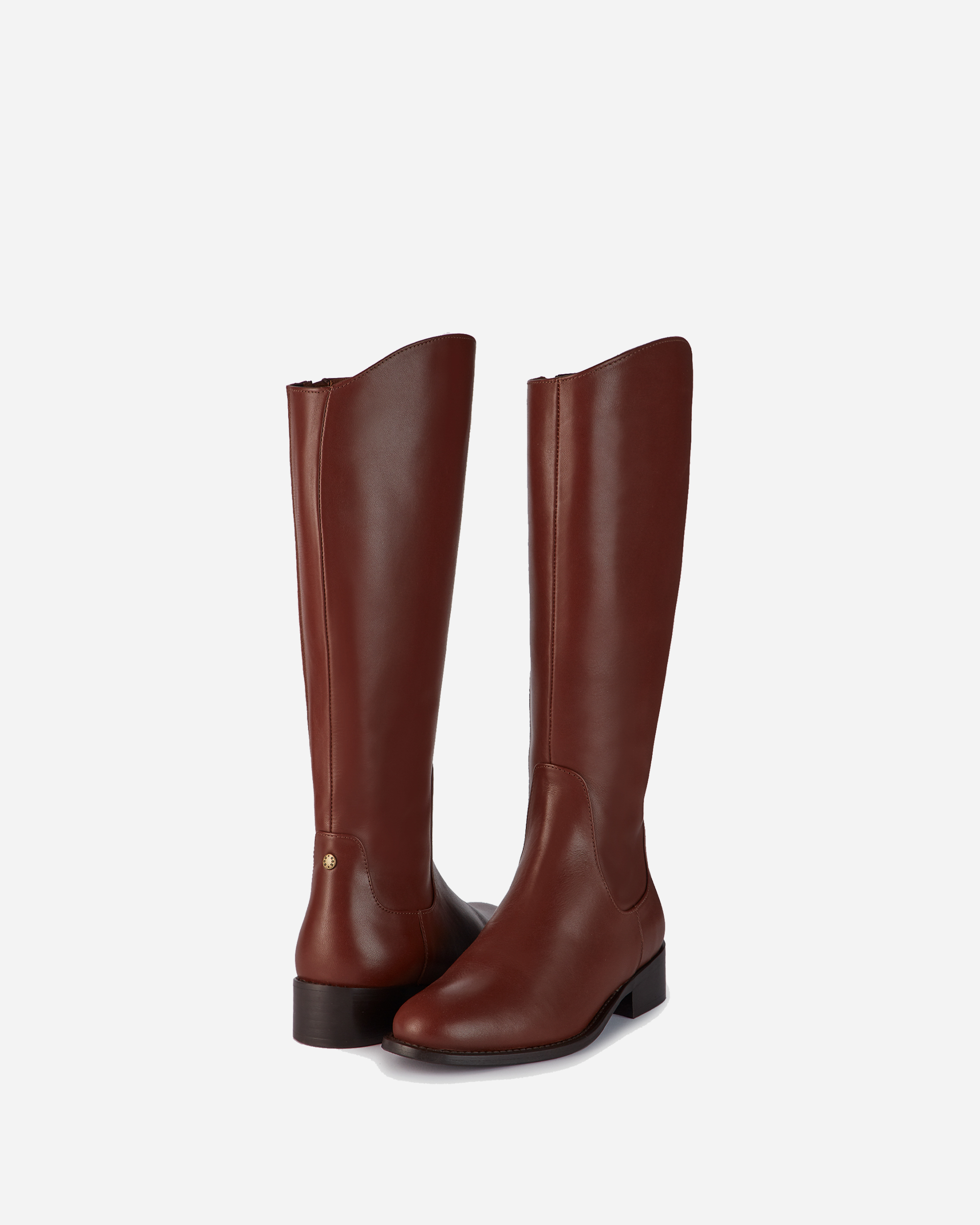 Burgundy knee high leather boots