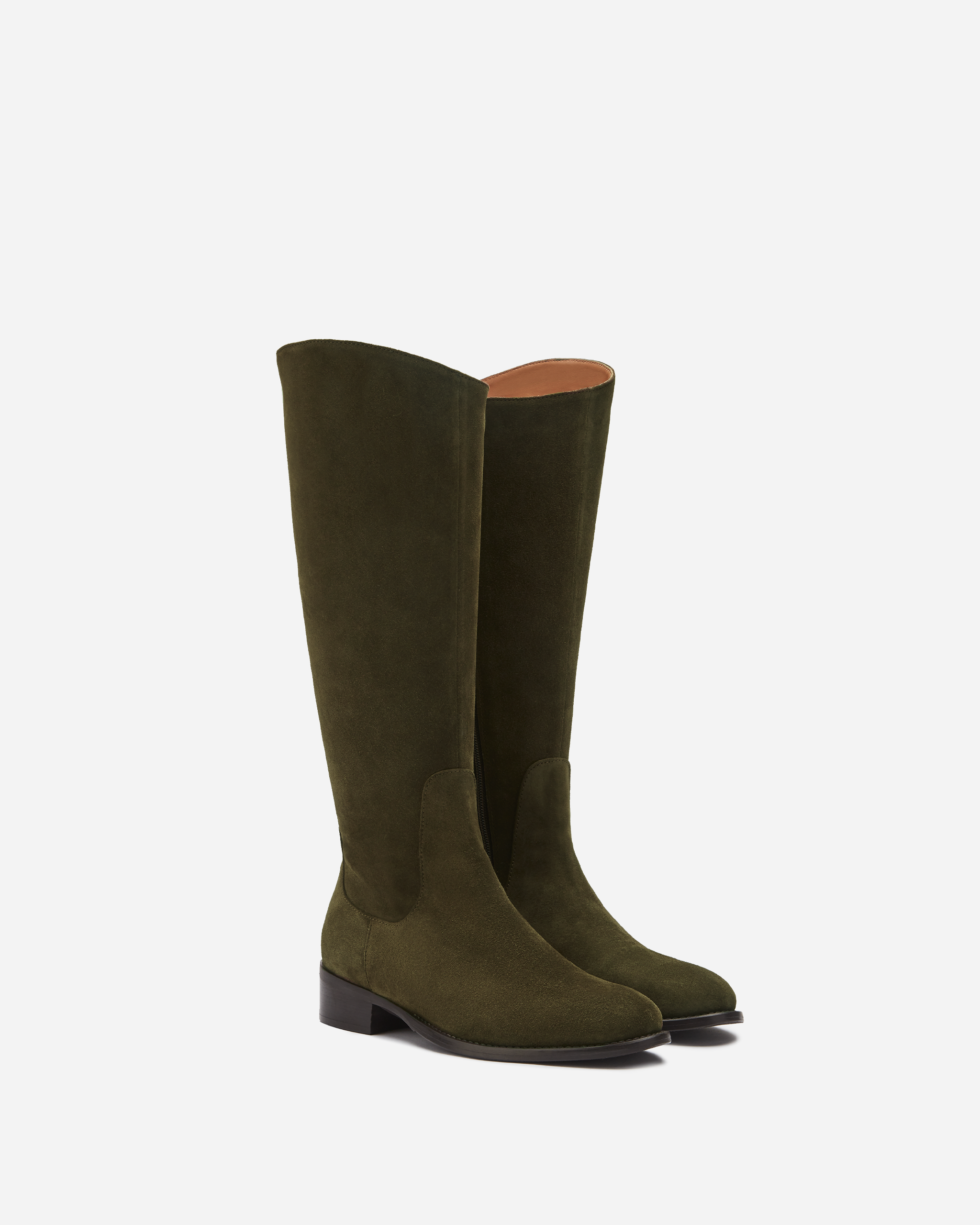 Knee high green suede wide fit boot