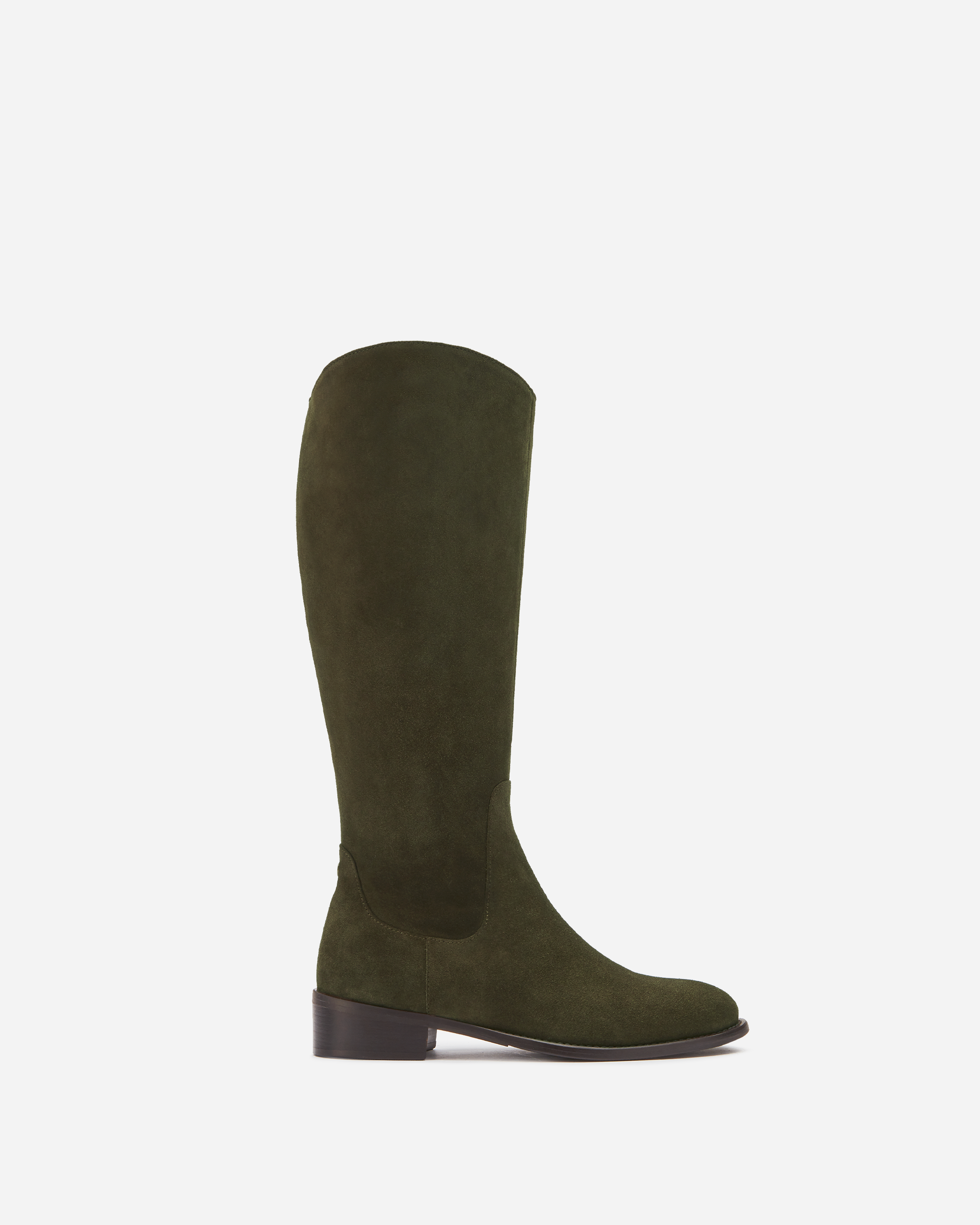 Verity Forest Green Suede Flat Knee High Boots DuoBoots