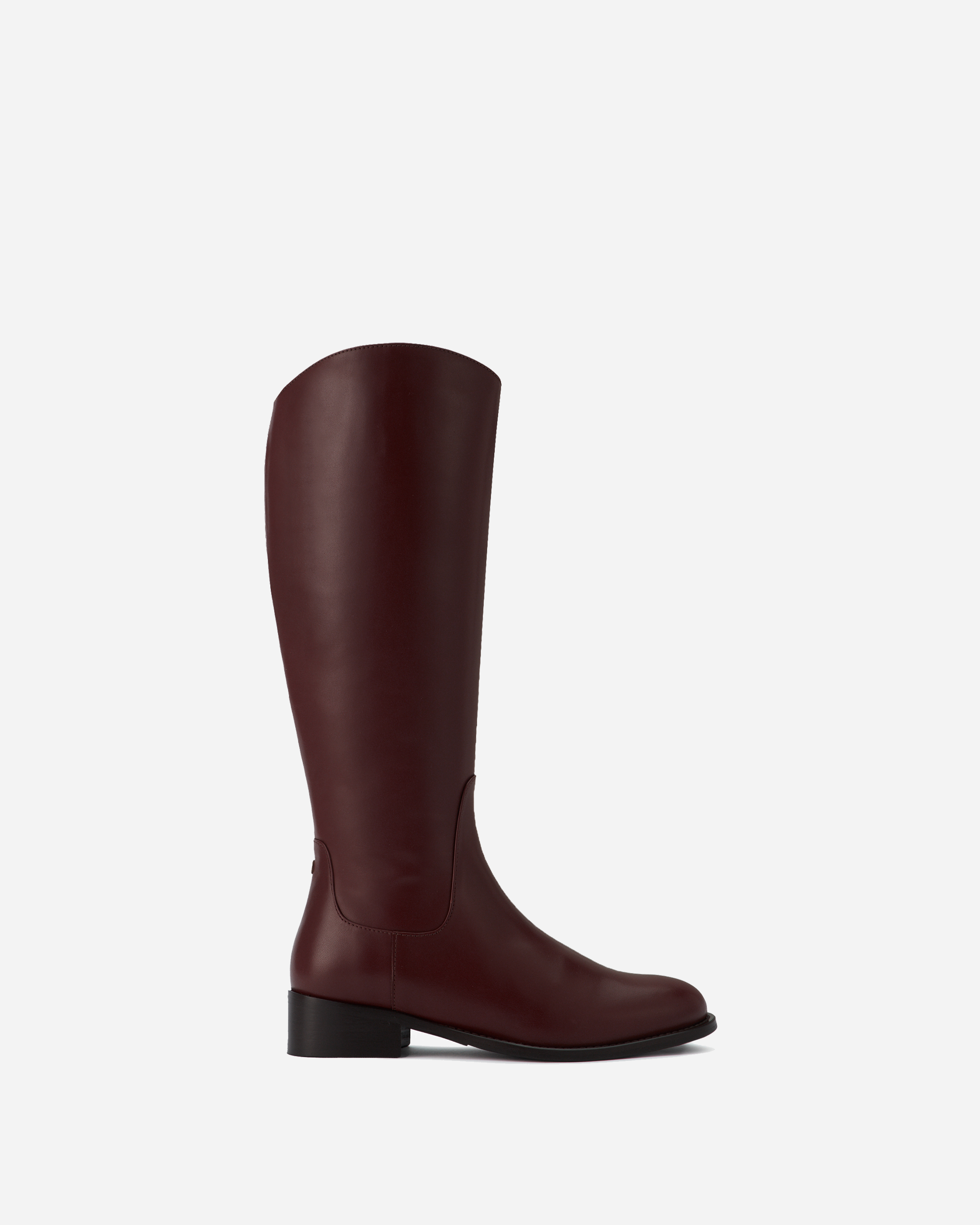 Everyday Burgundy Leather Flat Knee High Boots DuoBoots