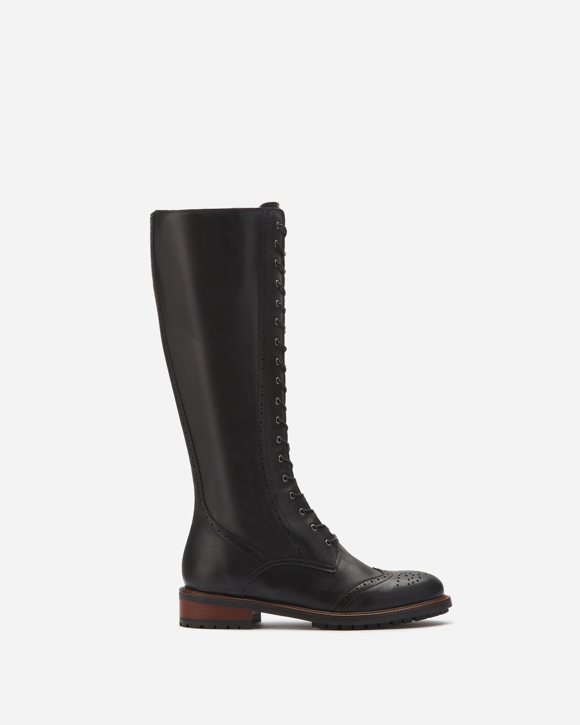 Black leather knee high lace up boots hotsell