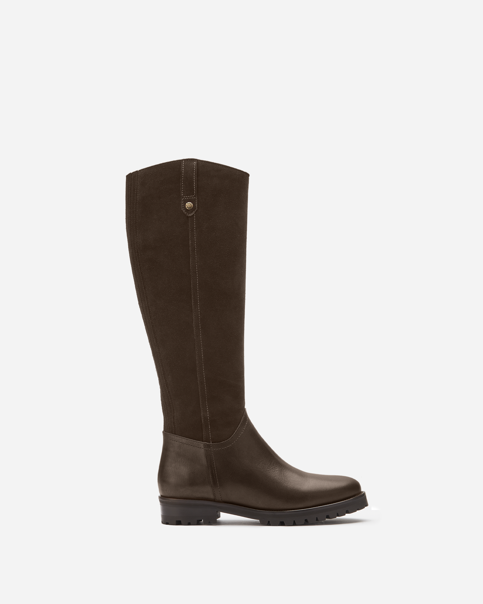 Jeane Dark Brown Suede Knee High Flat Boots DuoBoots