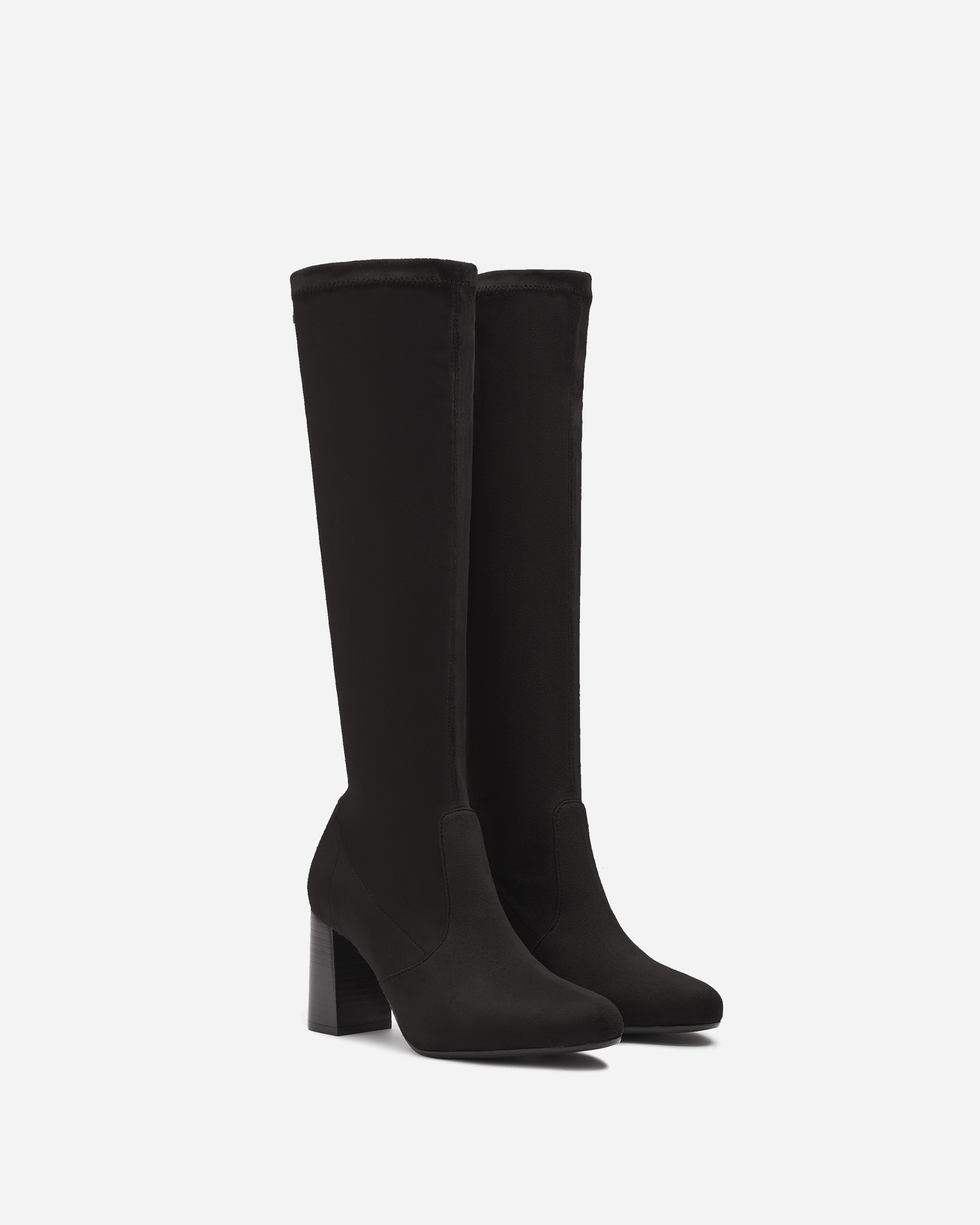 black suede heeled boot