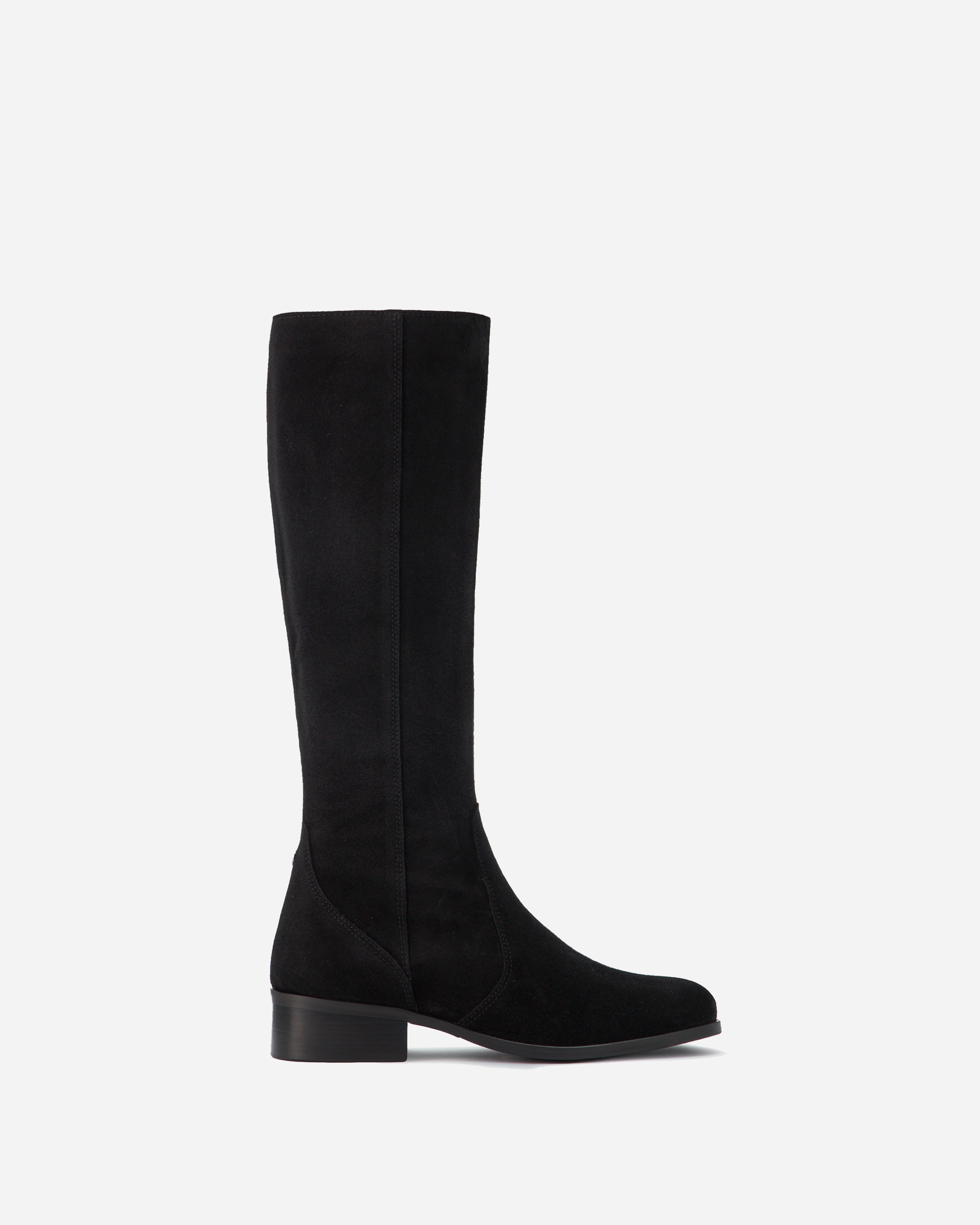 Haltham Tall Black Suede Knee High Boots With A 38cm Calf DuoBoots