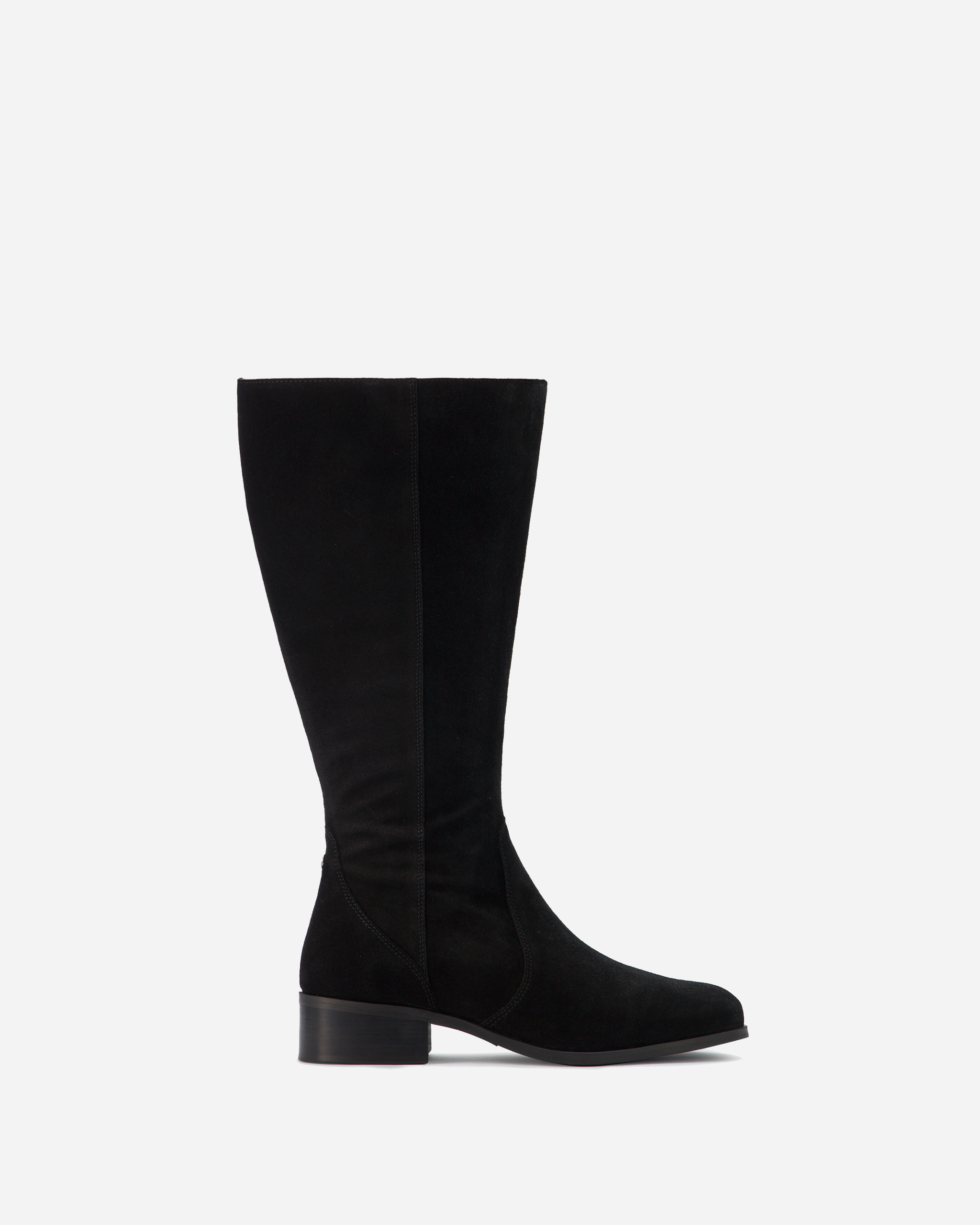 Haltham Petite Black Suede Knee High Boots With A 38cm Calf DuoBoots