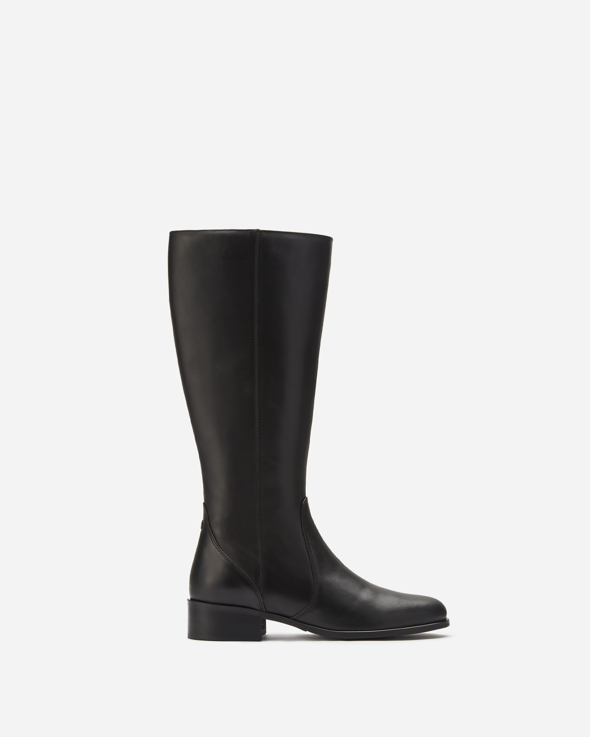Haltham Petite Black Leather Knee High Boots DuoBoots
