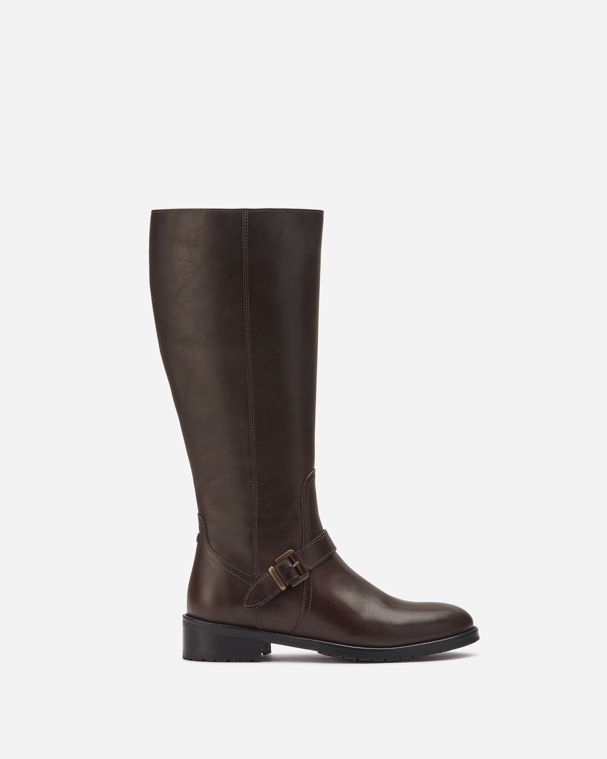 Charlotte Dark Brown Leather Knee High Flat Boots With A 38cm Calf DuoBoots