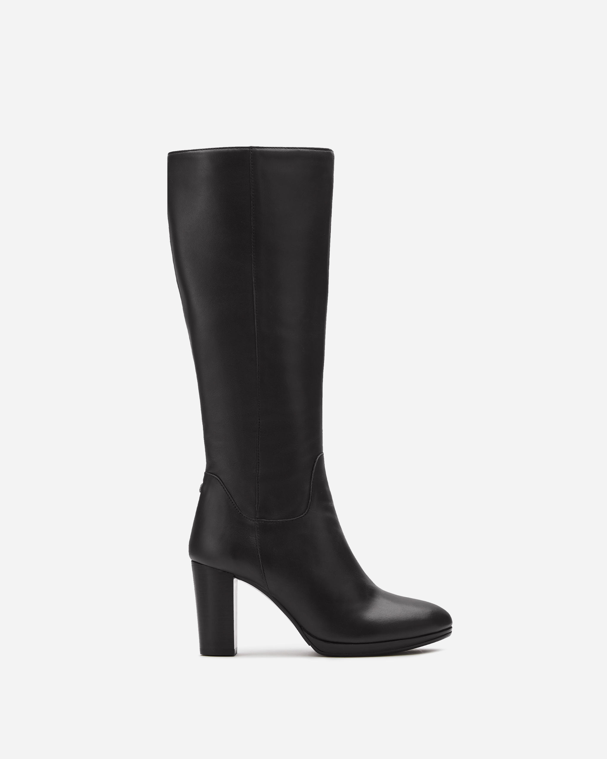 black leather heeled boot
