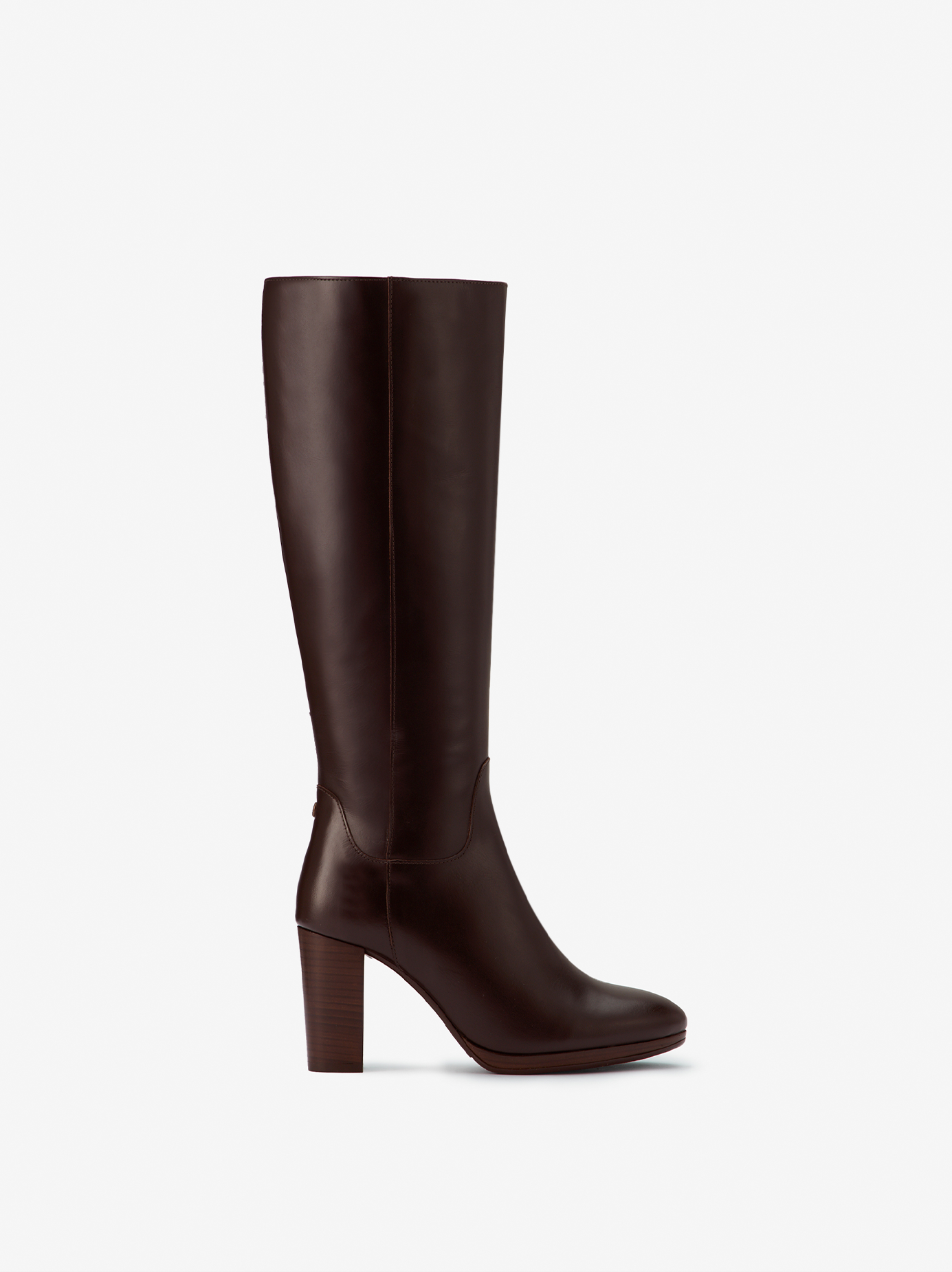 knee high brown heeled boots