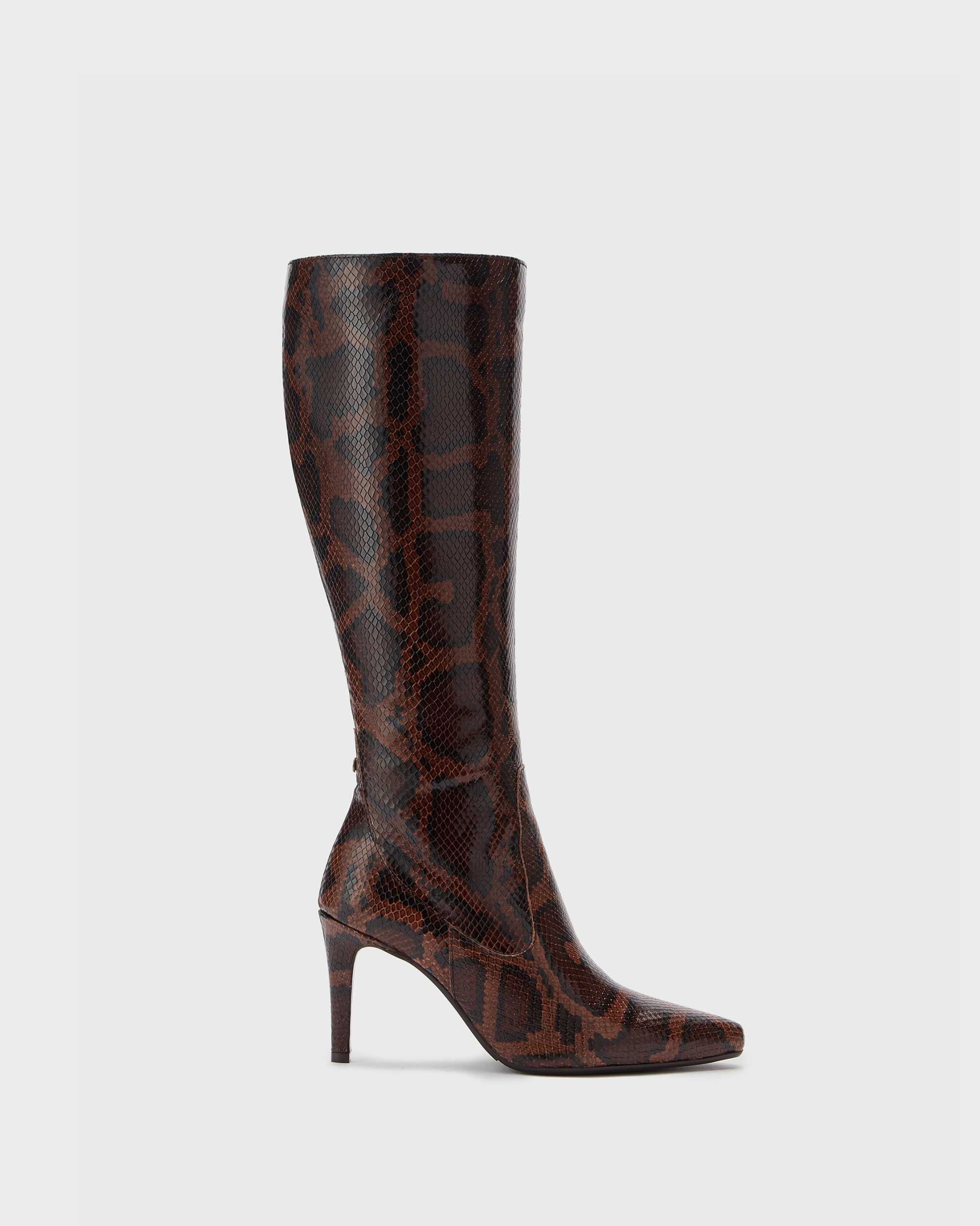 Freya Knee High Boots in Brown Snake1