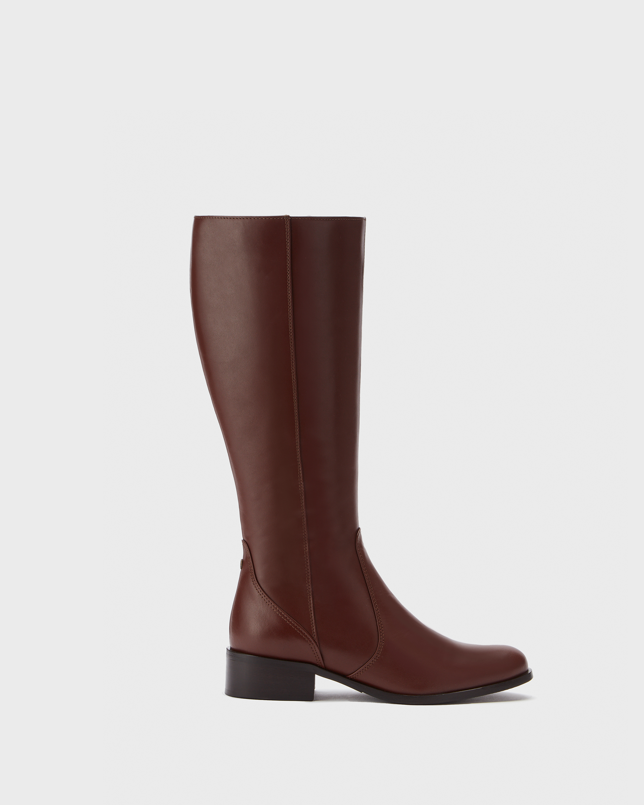 Haltham Petite Smooth Brown Leather Knee High Boots With A 3.5cm Heel DuoBoots