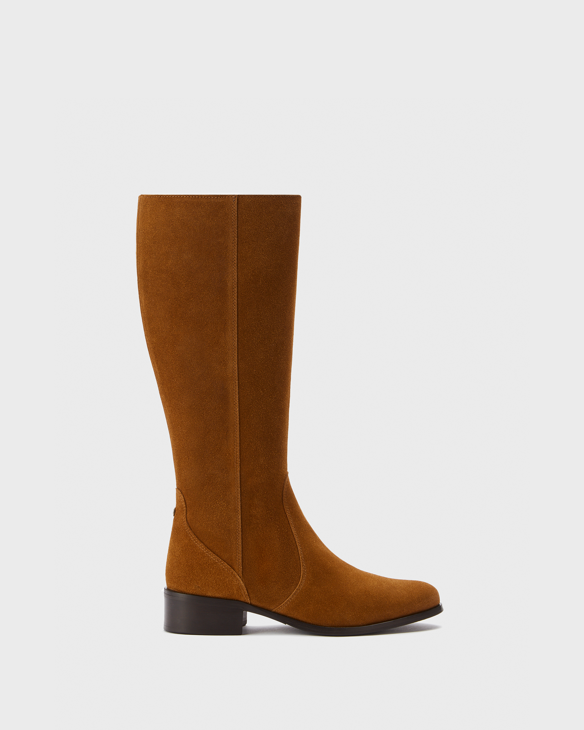 Haltham Petite Everyday Tan Suede Knee High Flat Boots With A 38cm Calf DuoBoots