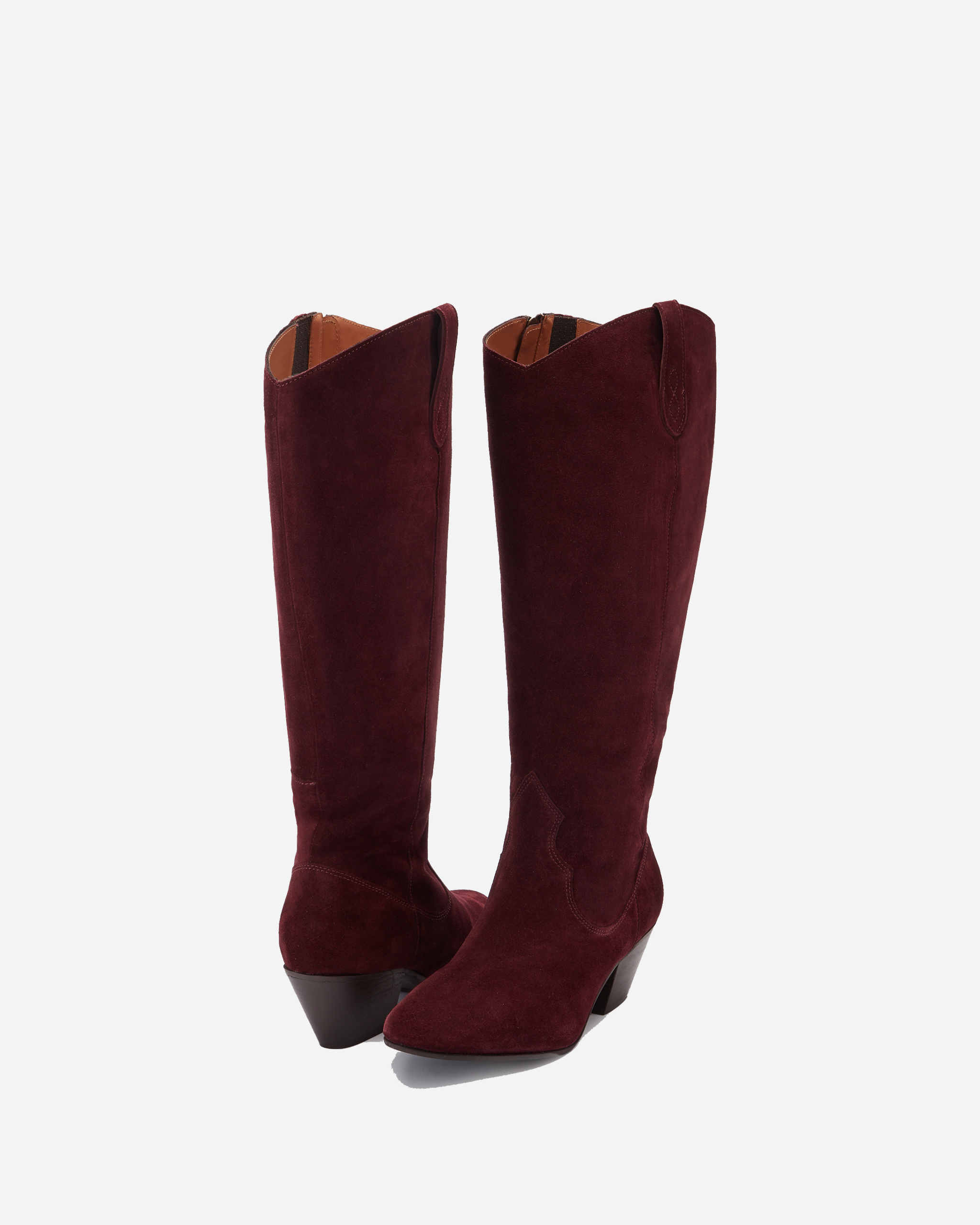 burgundy suede western style boots