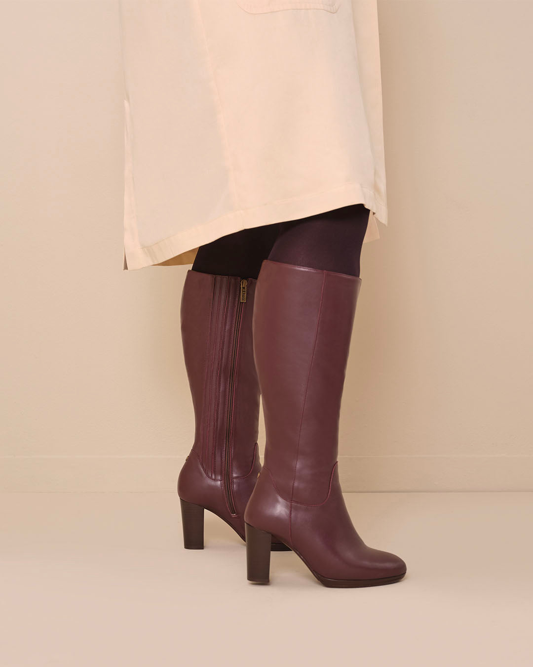 Belmore Knee High Boots in Burgundy Leather