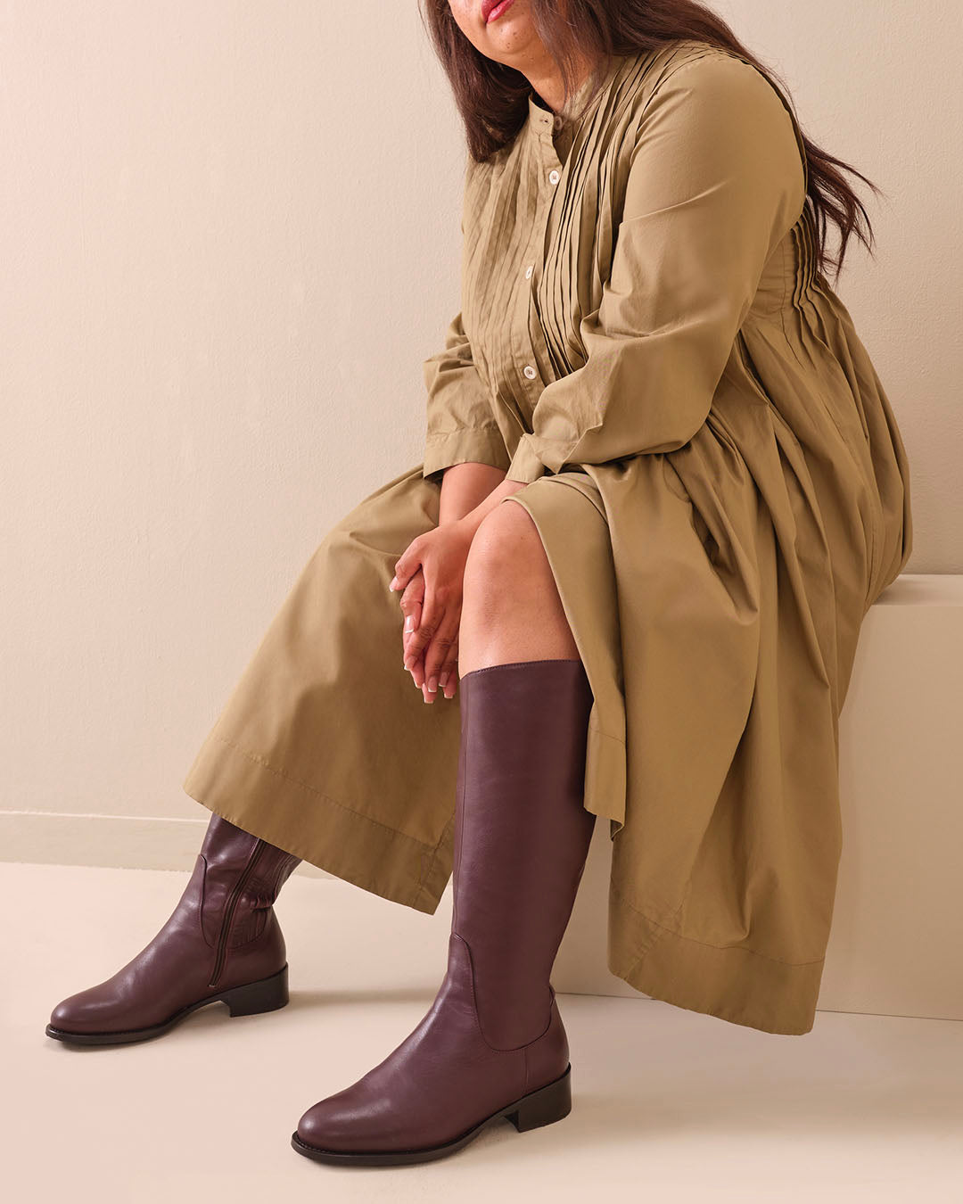 Verity Knee High Boots in Burgundy Leather