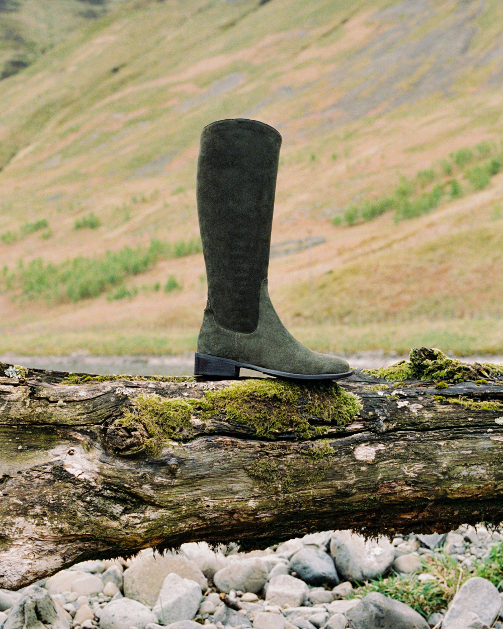 wide calf forest green suede boot