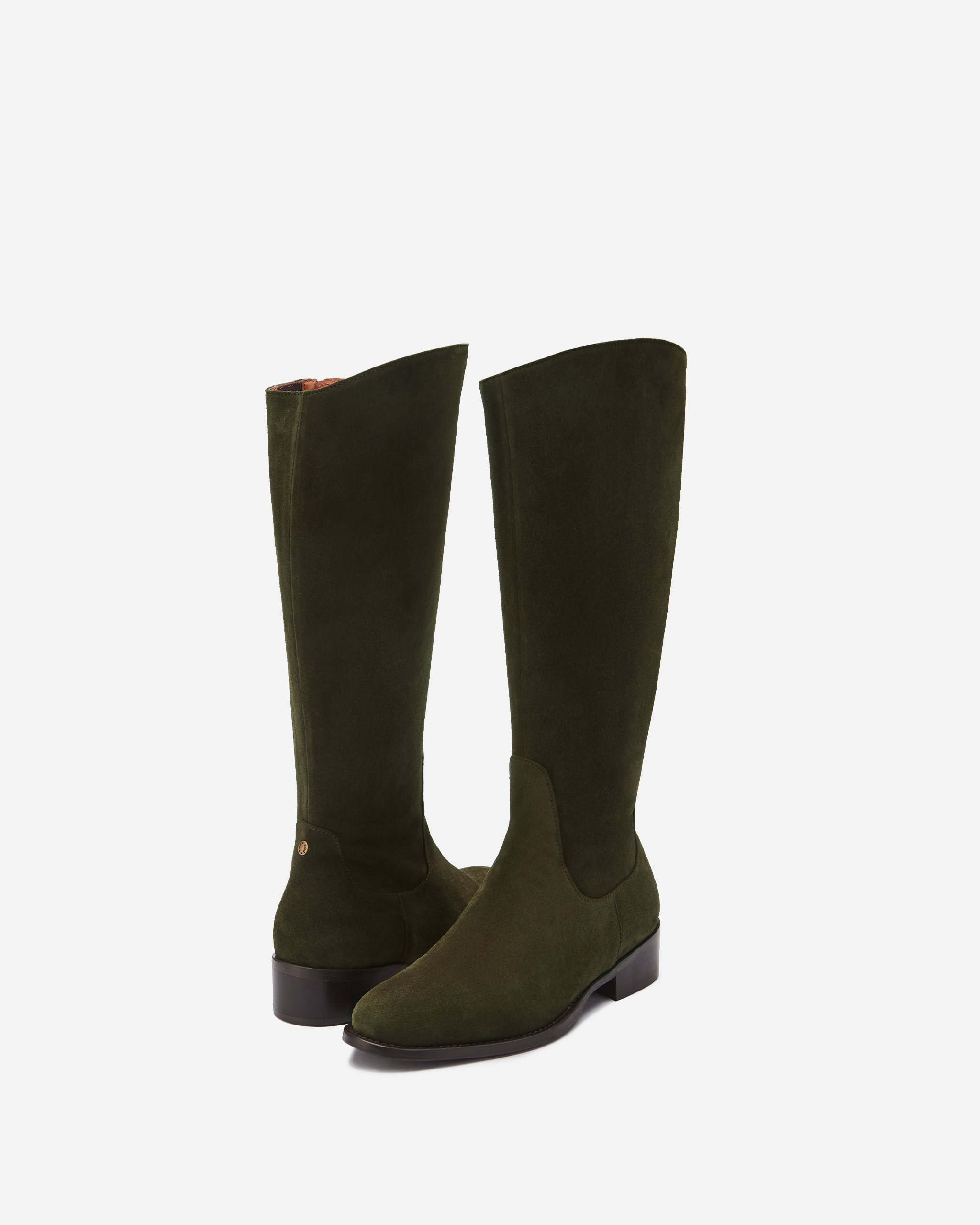 Knee high green suede wide fit boot