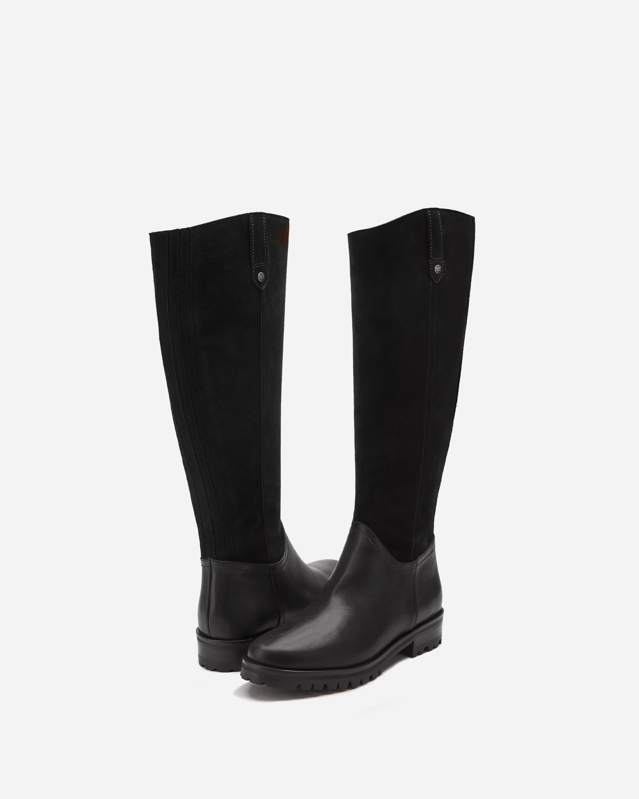 black leather knee high wide fit boots