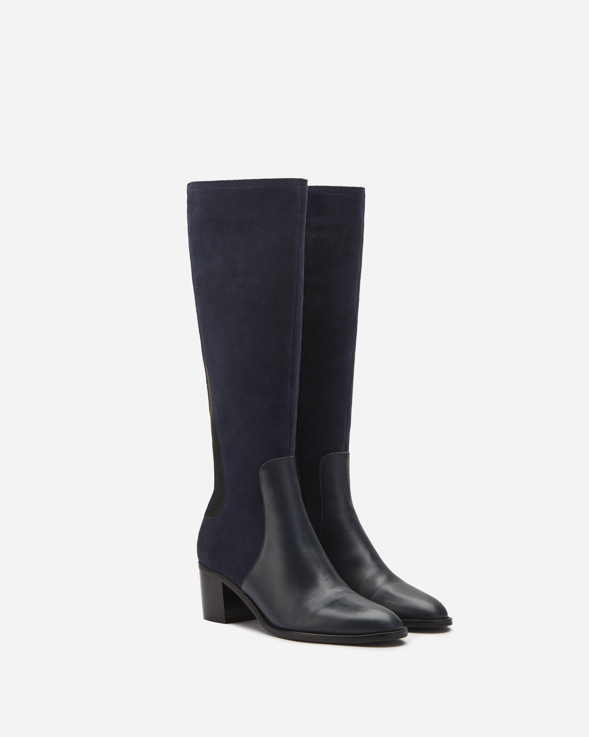 navy knee high leather boots
