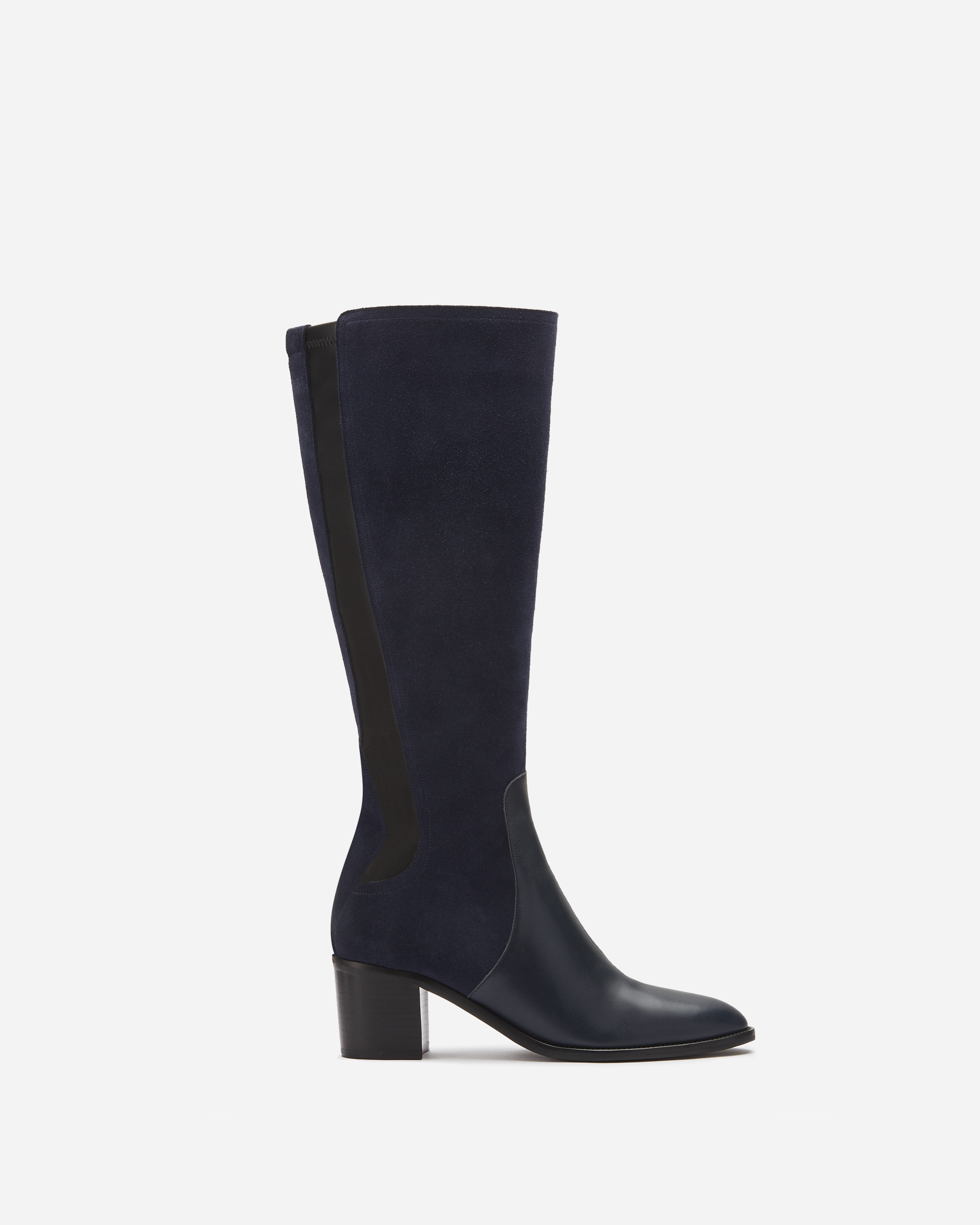 Knee high navy leather boots