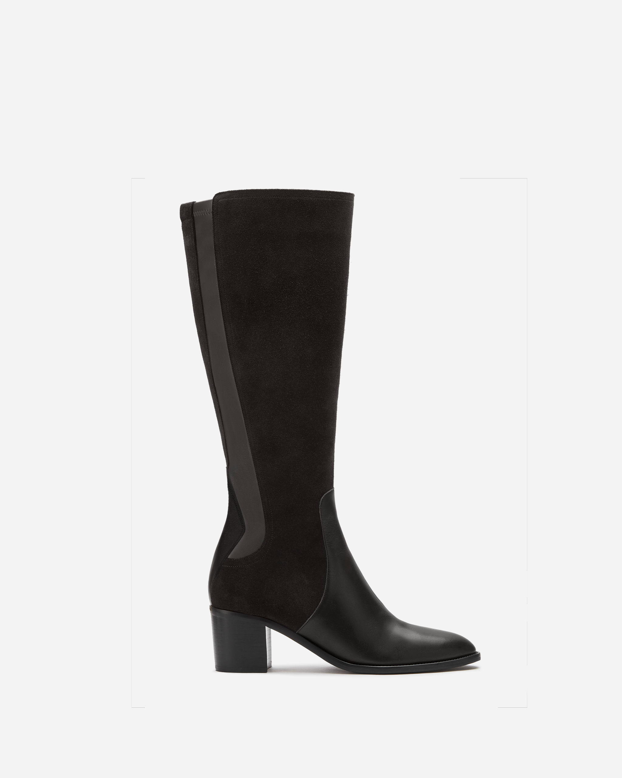 black suede leather heeled boot