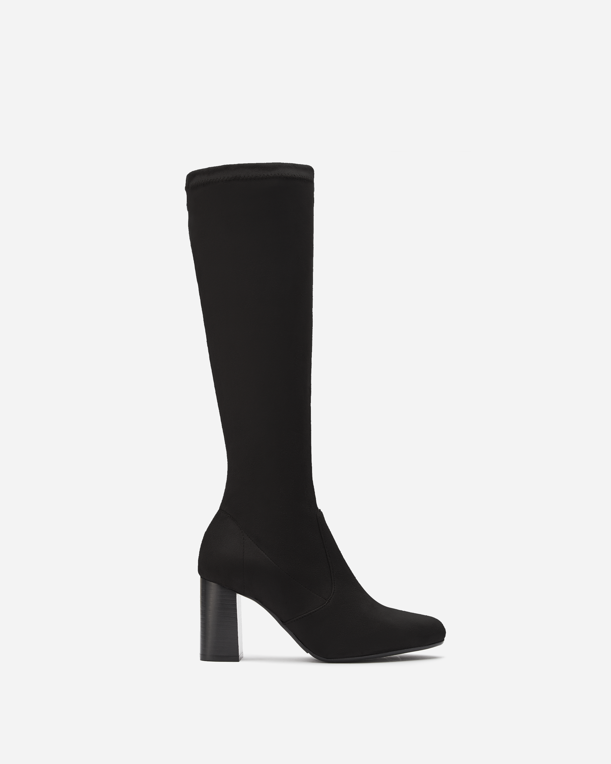 Harper Knee High Boots in Black Suedette