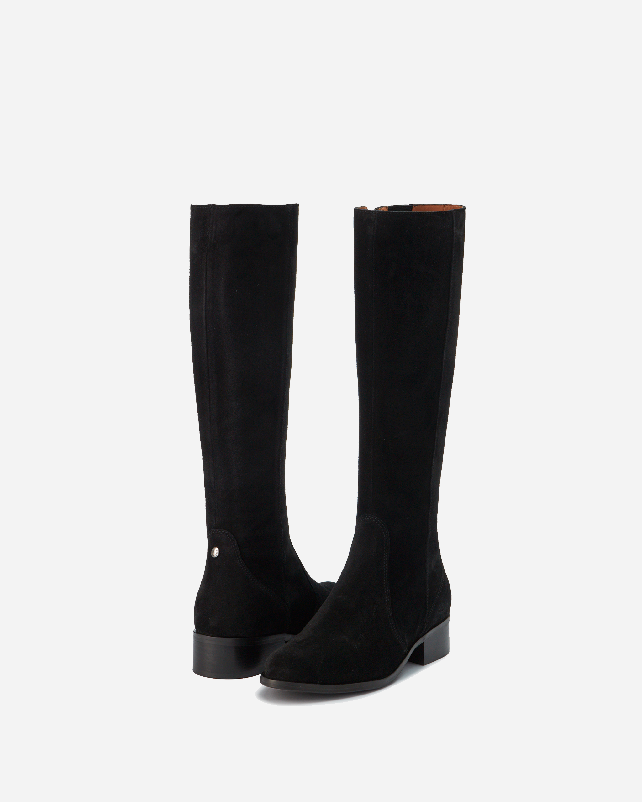 Knee high black suede boots