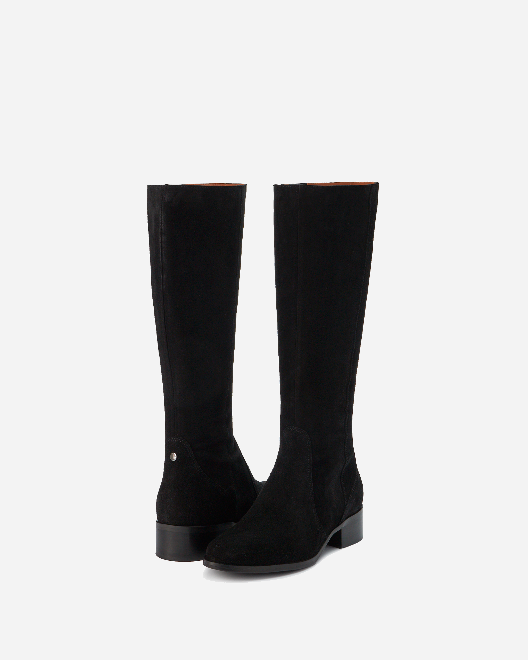 knee high black suede ladies flat boots