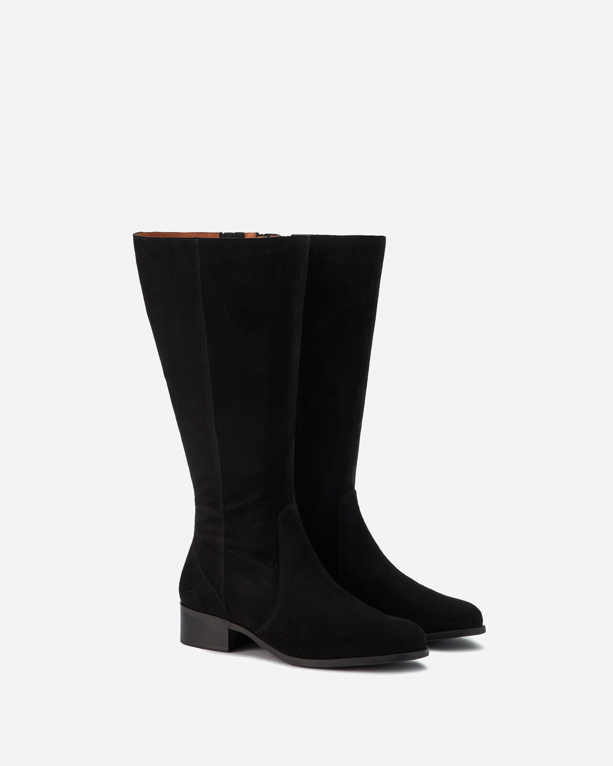 knee high black suede boots