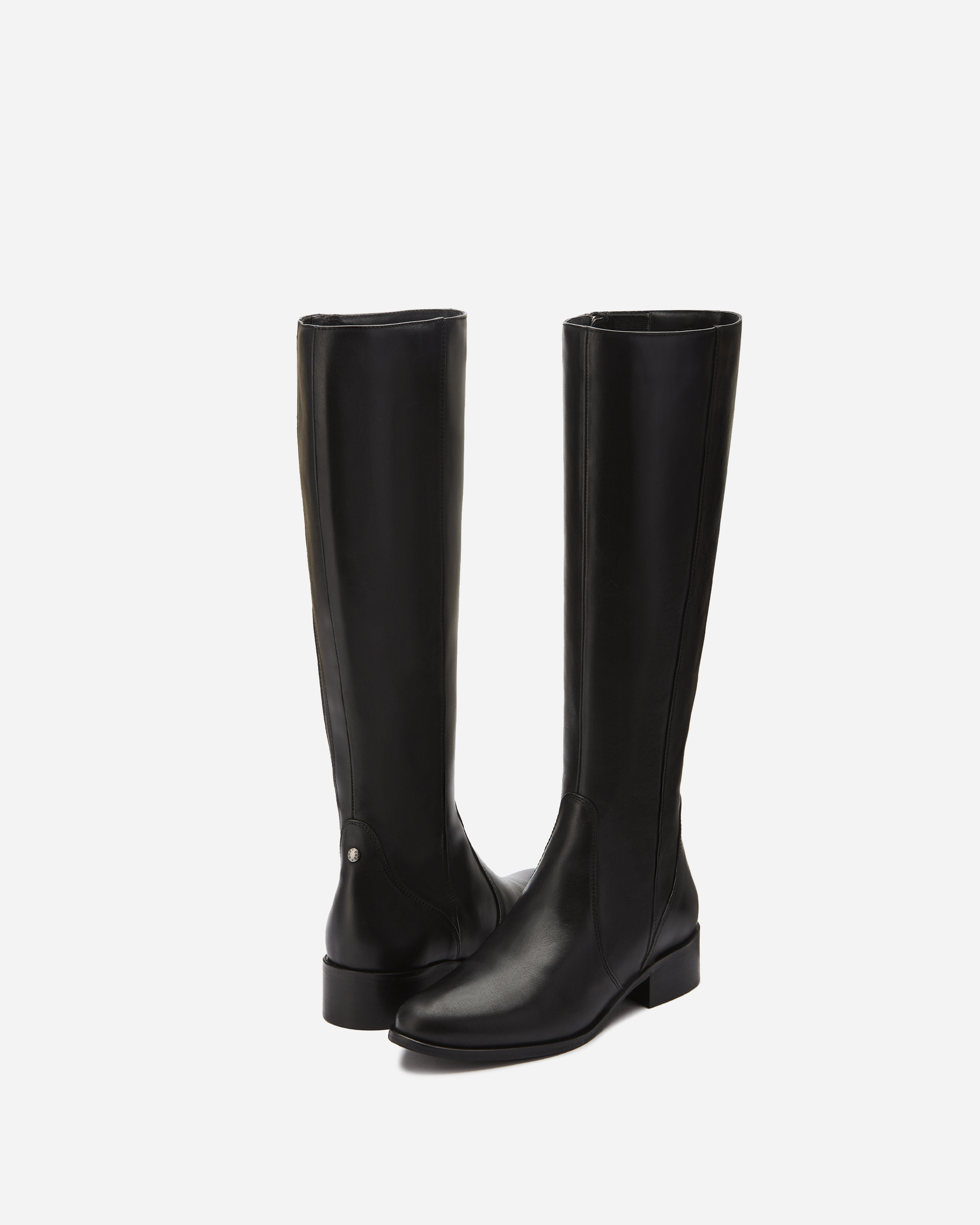 black leather knee high boots