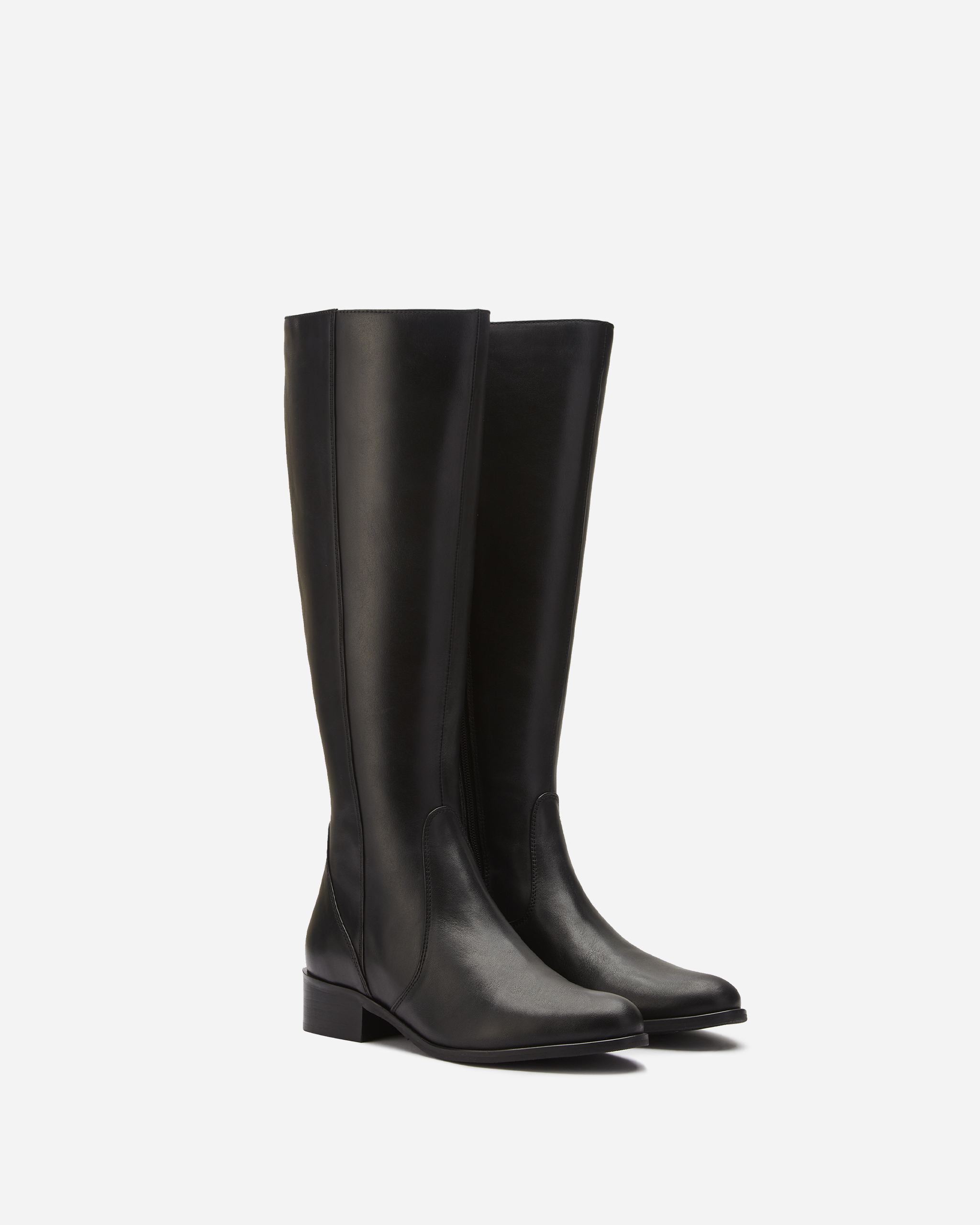 Black leather calf high boots online