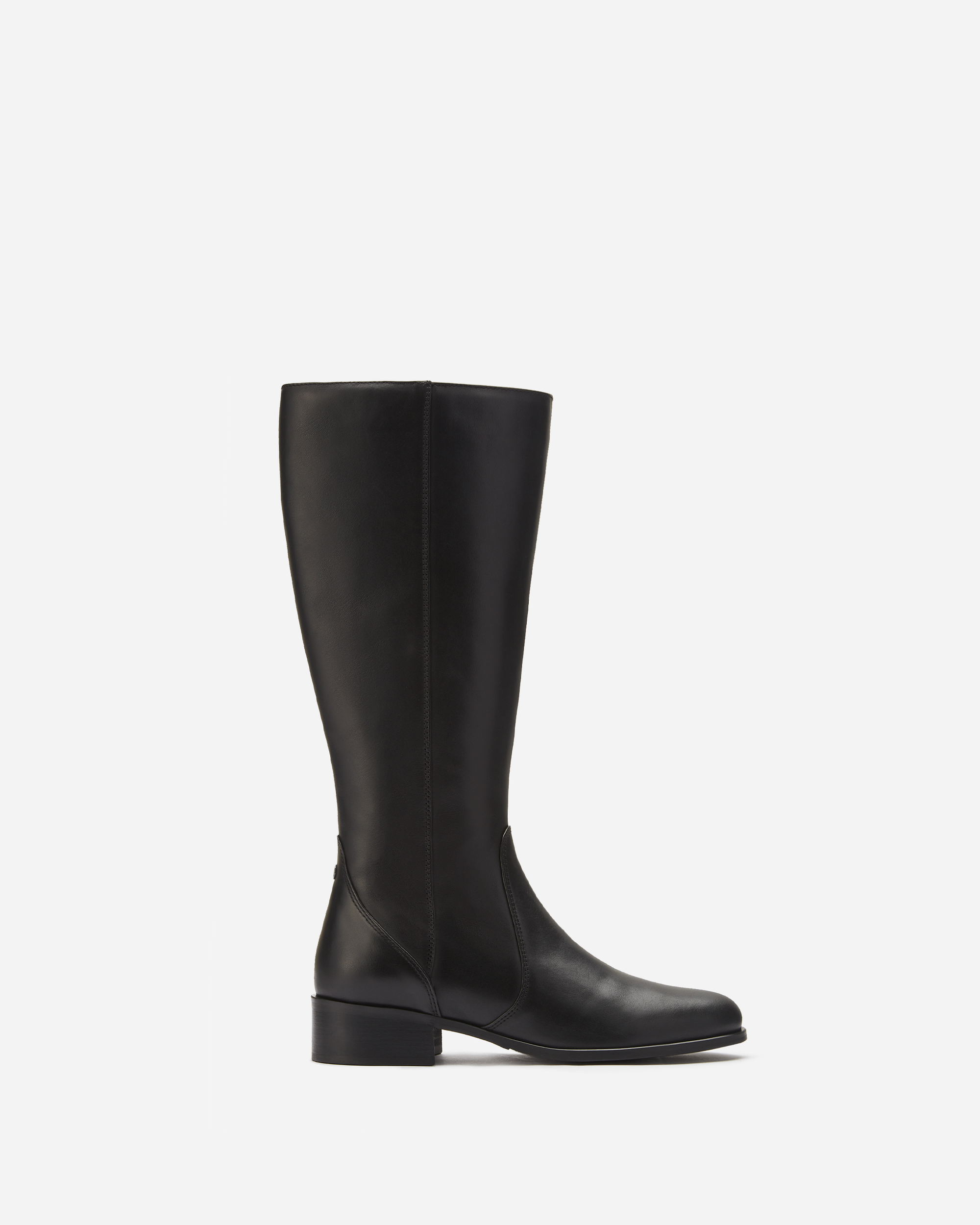 Haltham Petite Black Leather Knee High Boots DuoBoots