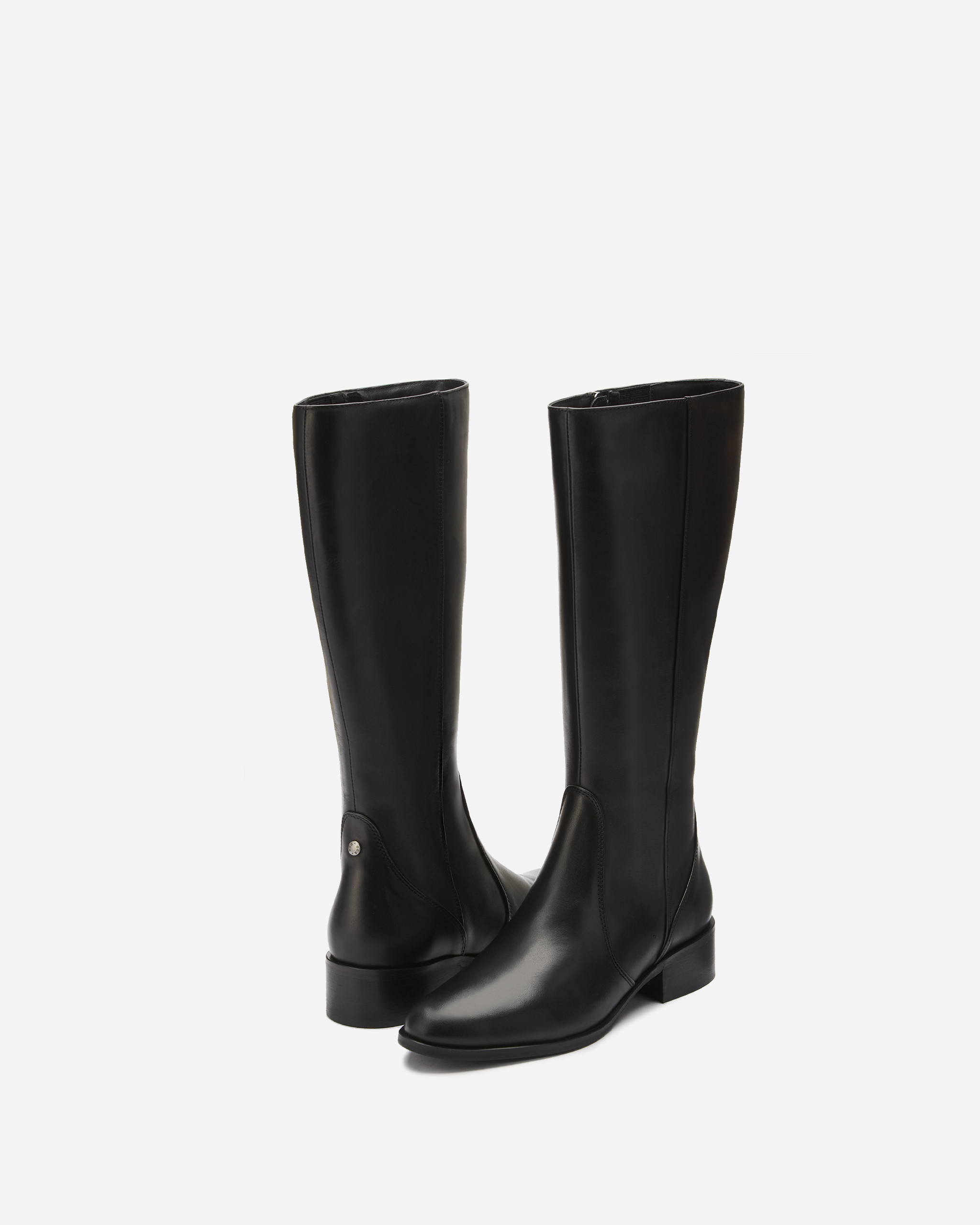 knee high black leather petite boots