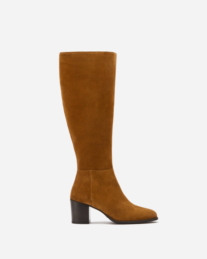Dalia Tall Knee High Boots in Tan Suede – DuoBoots