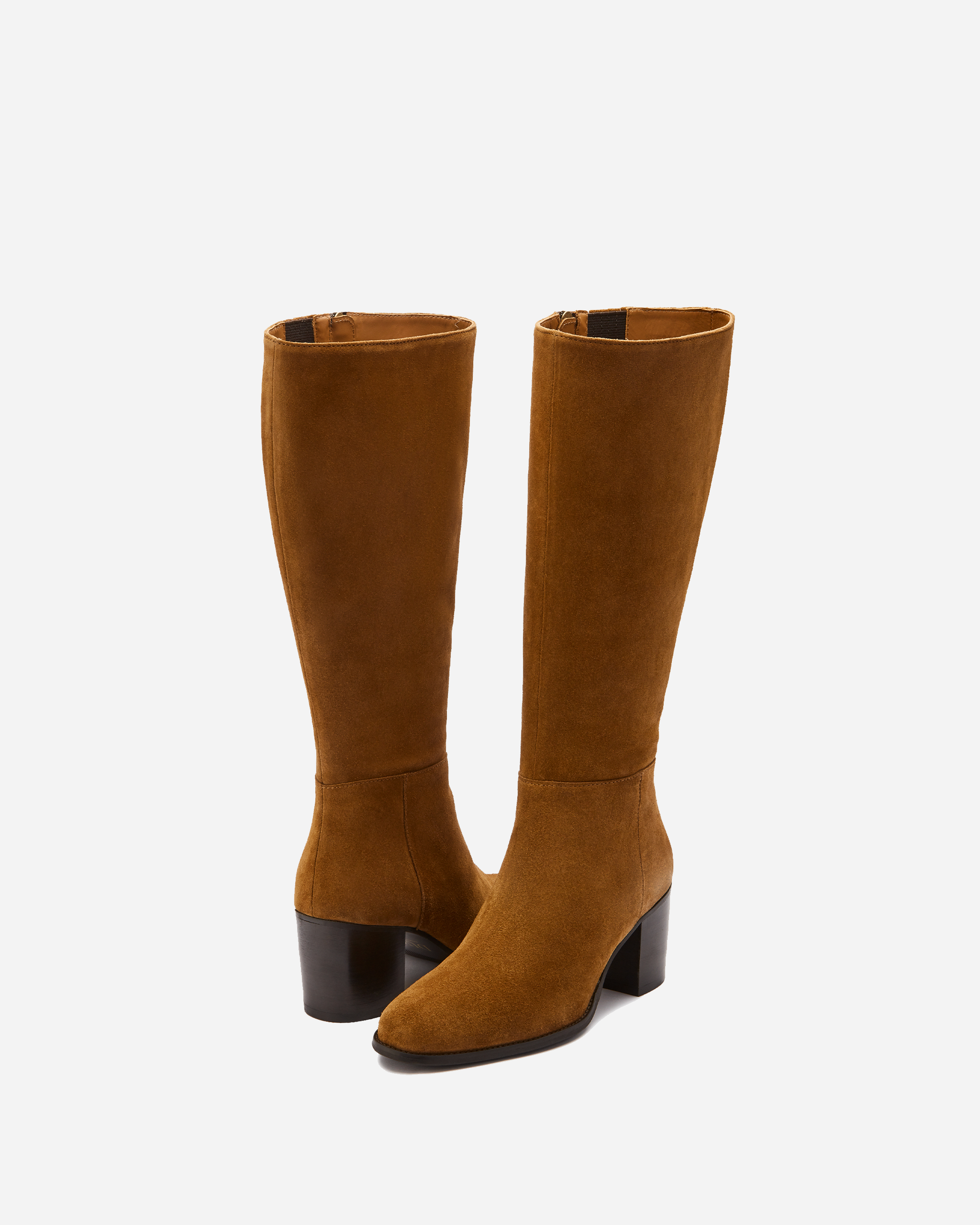 knee high tan suede boots
