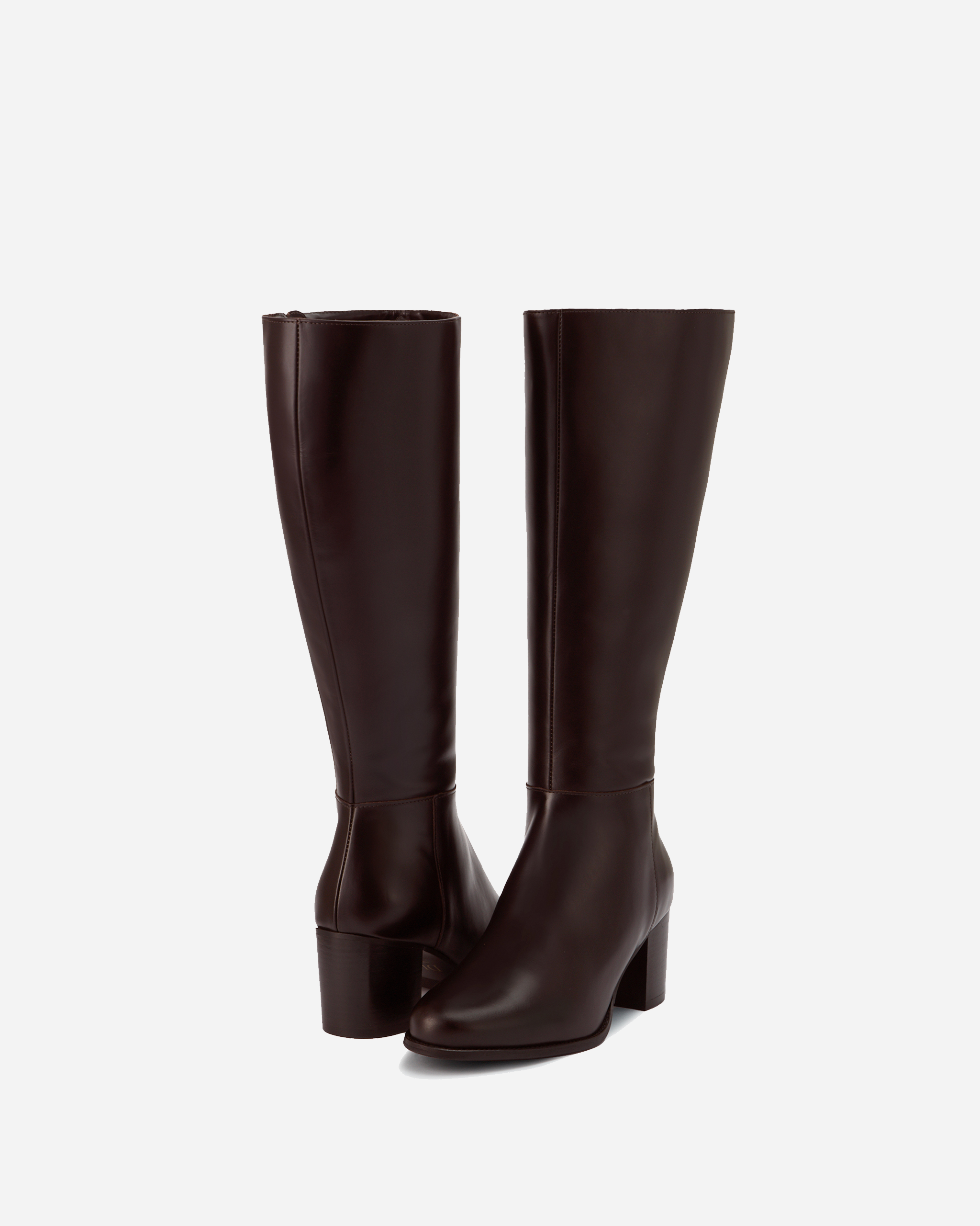 Ladies knee high brown leather boots