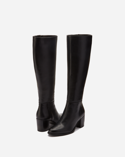 Dalia Petite Knee High Boots in Black Leather – DuoBoots