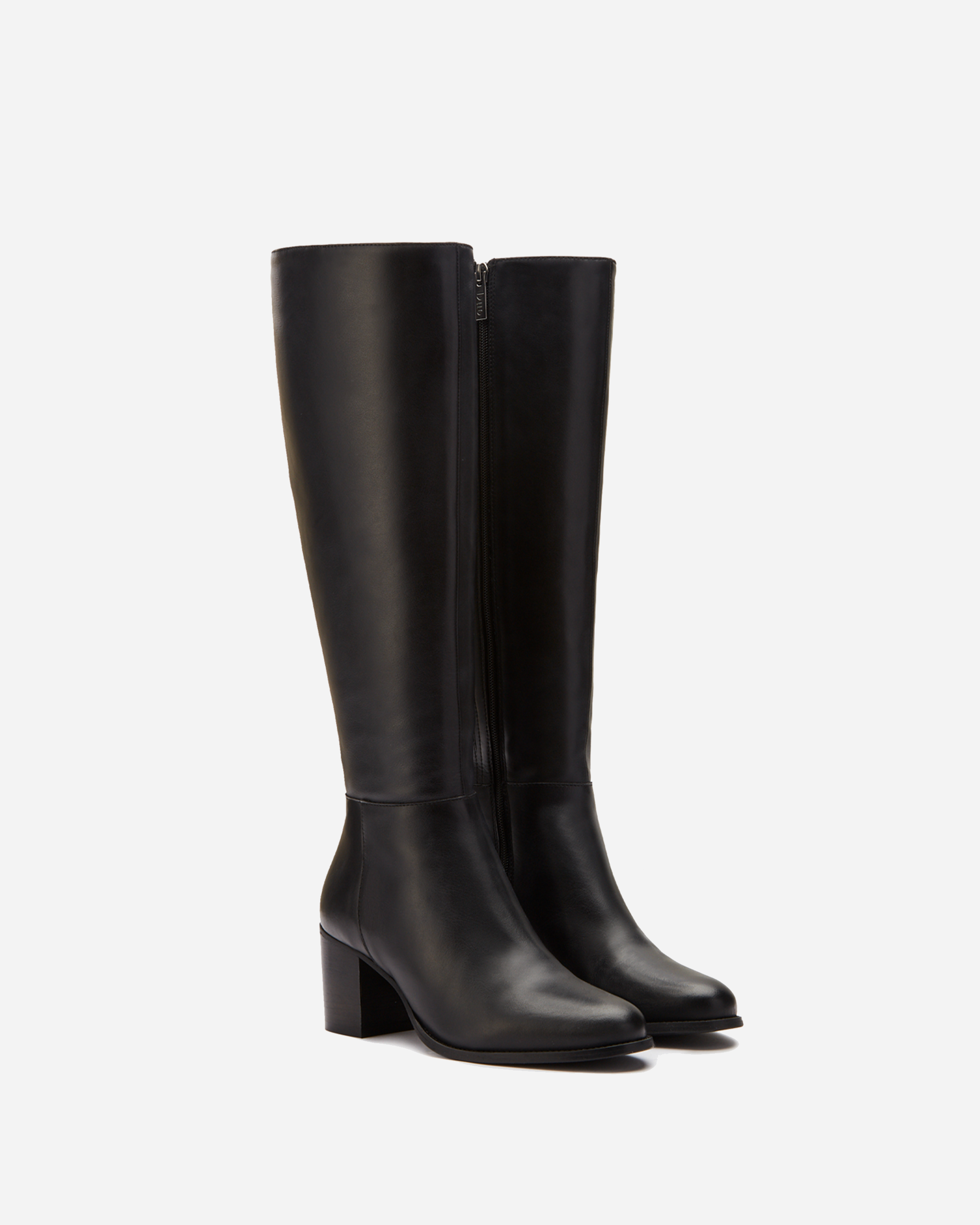 Tall black top boots leather