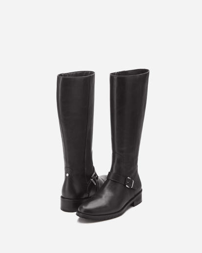 Charlotte Knee High Boots in Black Leather – DuoBoots