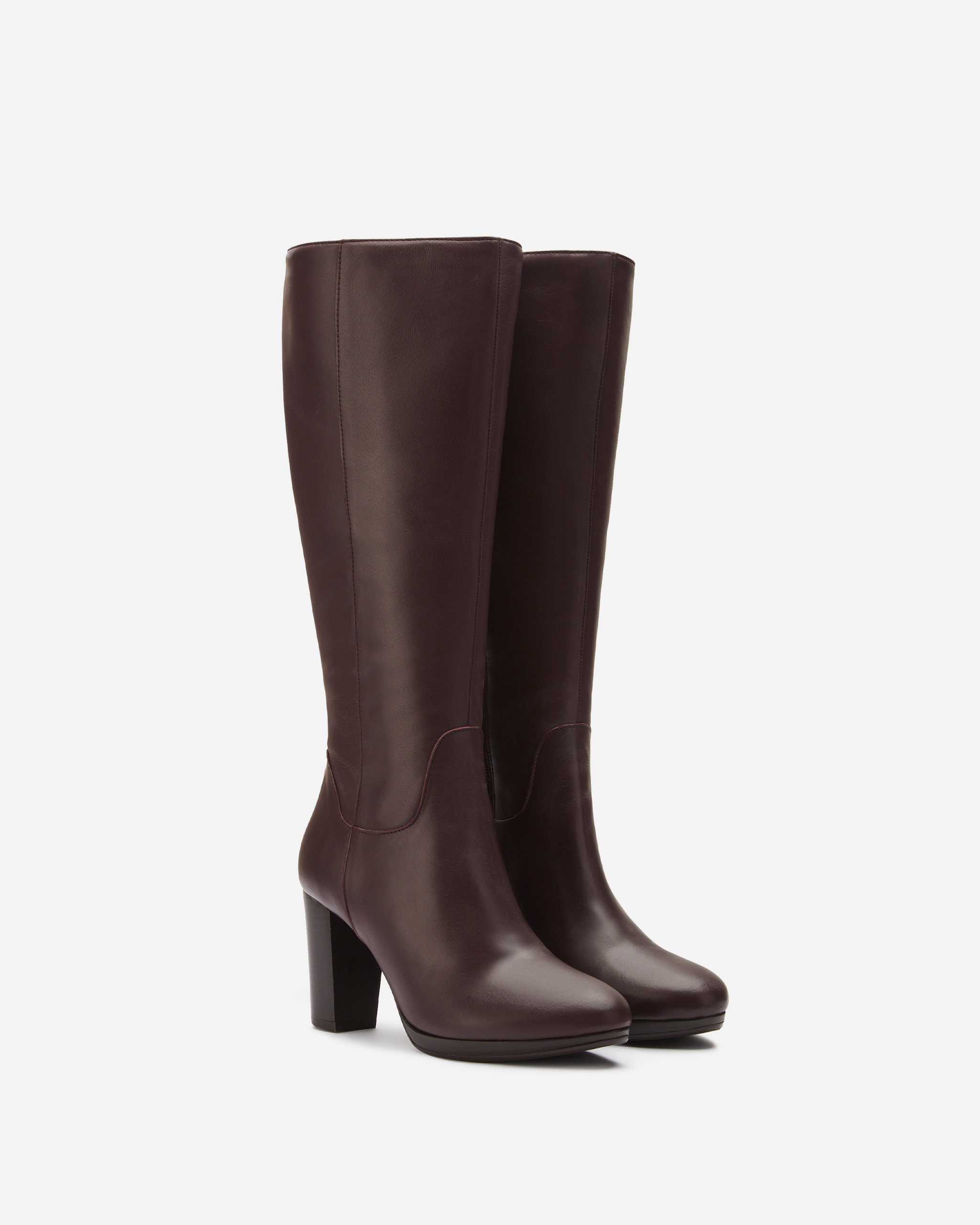 wide calf burgundy heeled boot