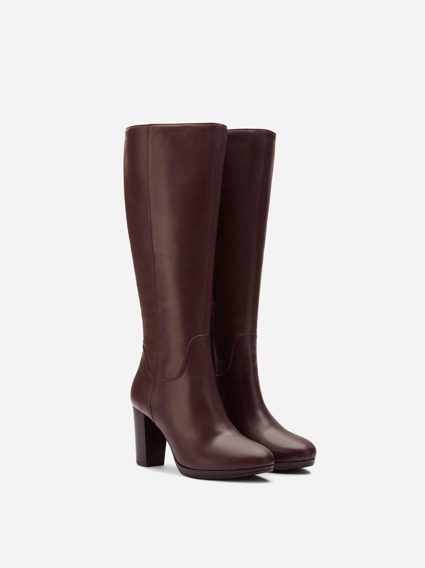 Belmore Knee High Boots in Burgundy Leather