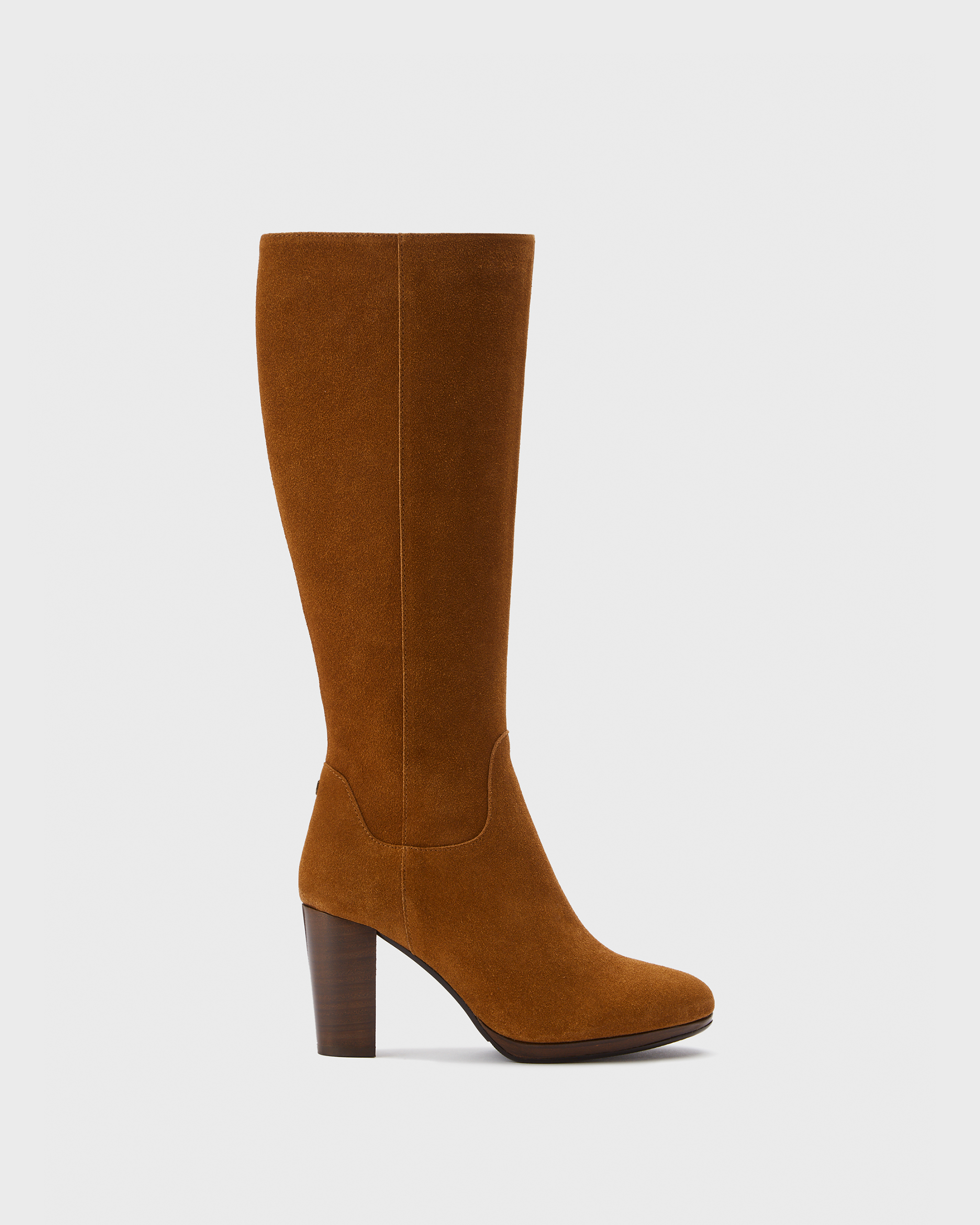 knee high tan suede heeled boots