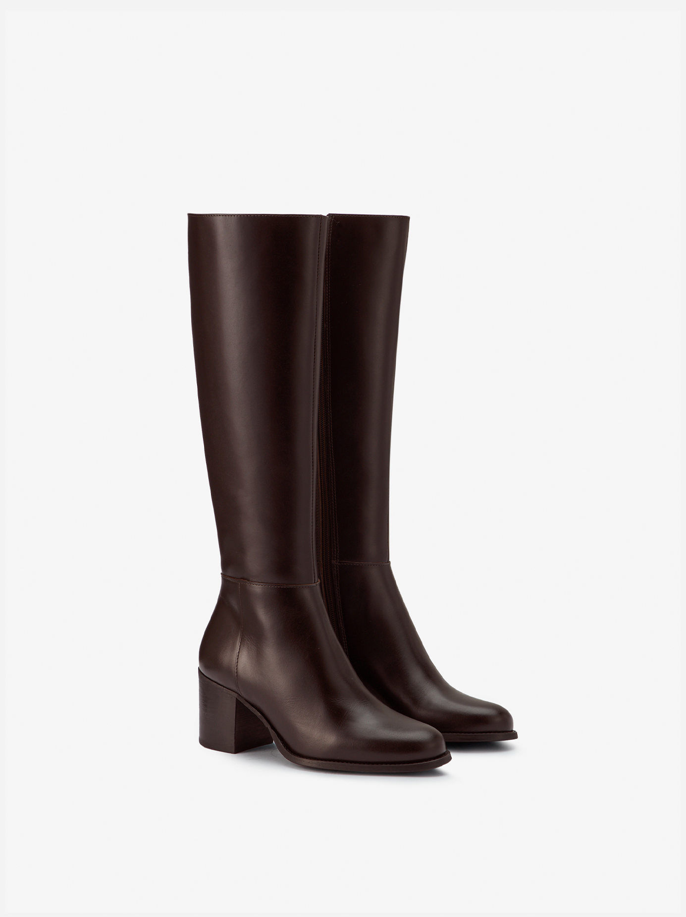 Dalia Tall Knee High Boots in Dark Brown Leather