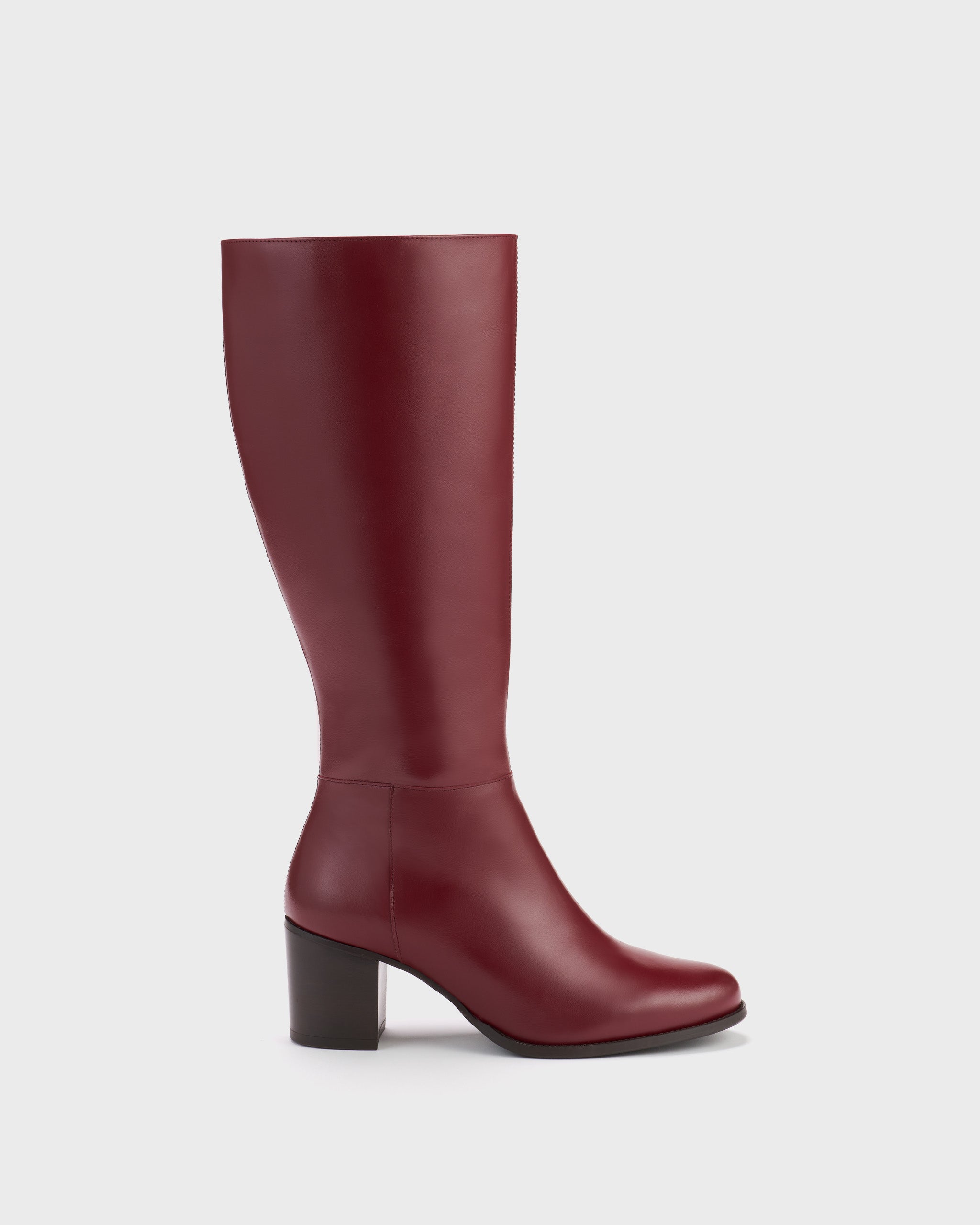 Dalia Cherry Red Block Heeled Knee-High Boots DuoBoots