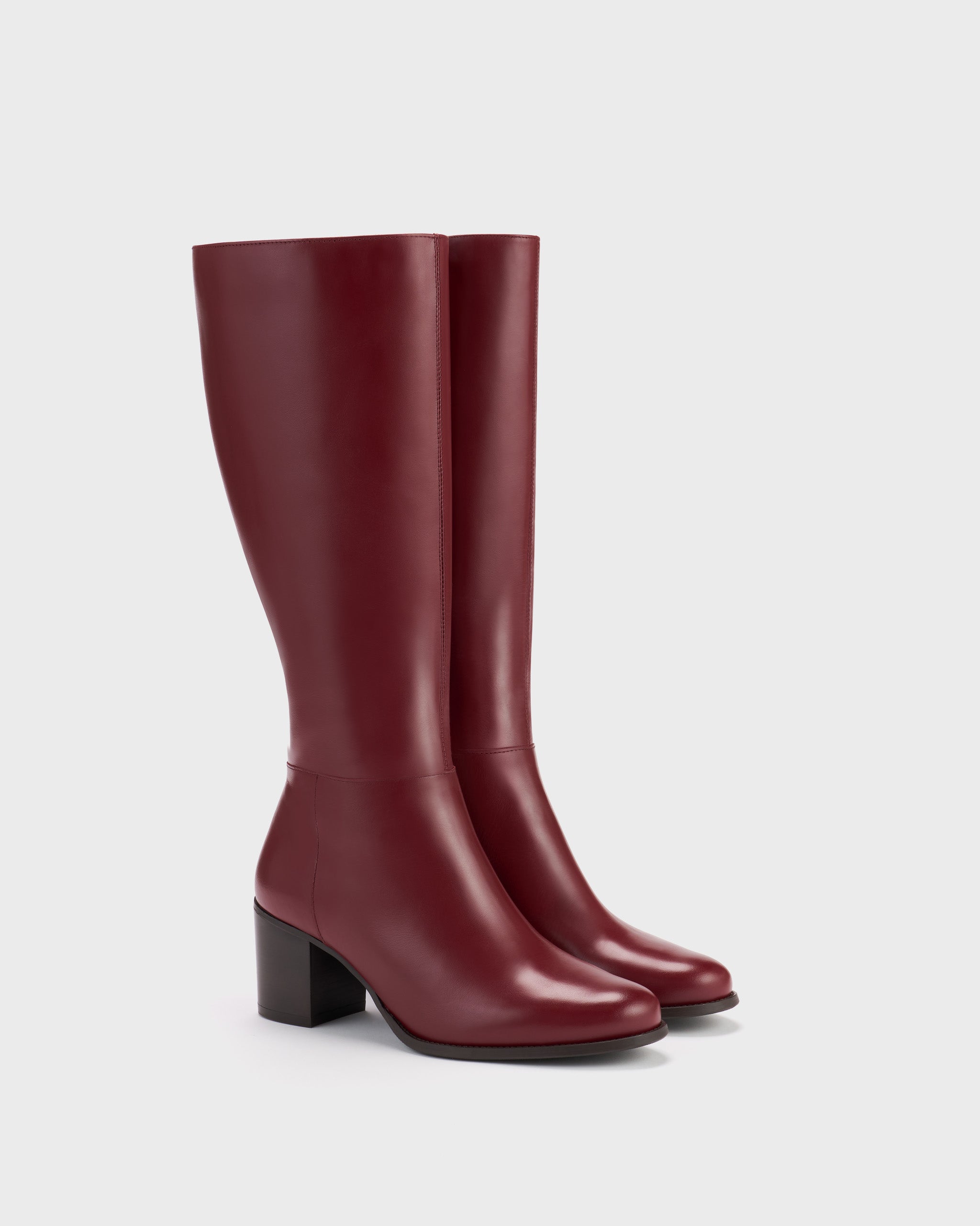 Dalia Cherry Red Block Heeled Knee-High Boots DuoBoots