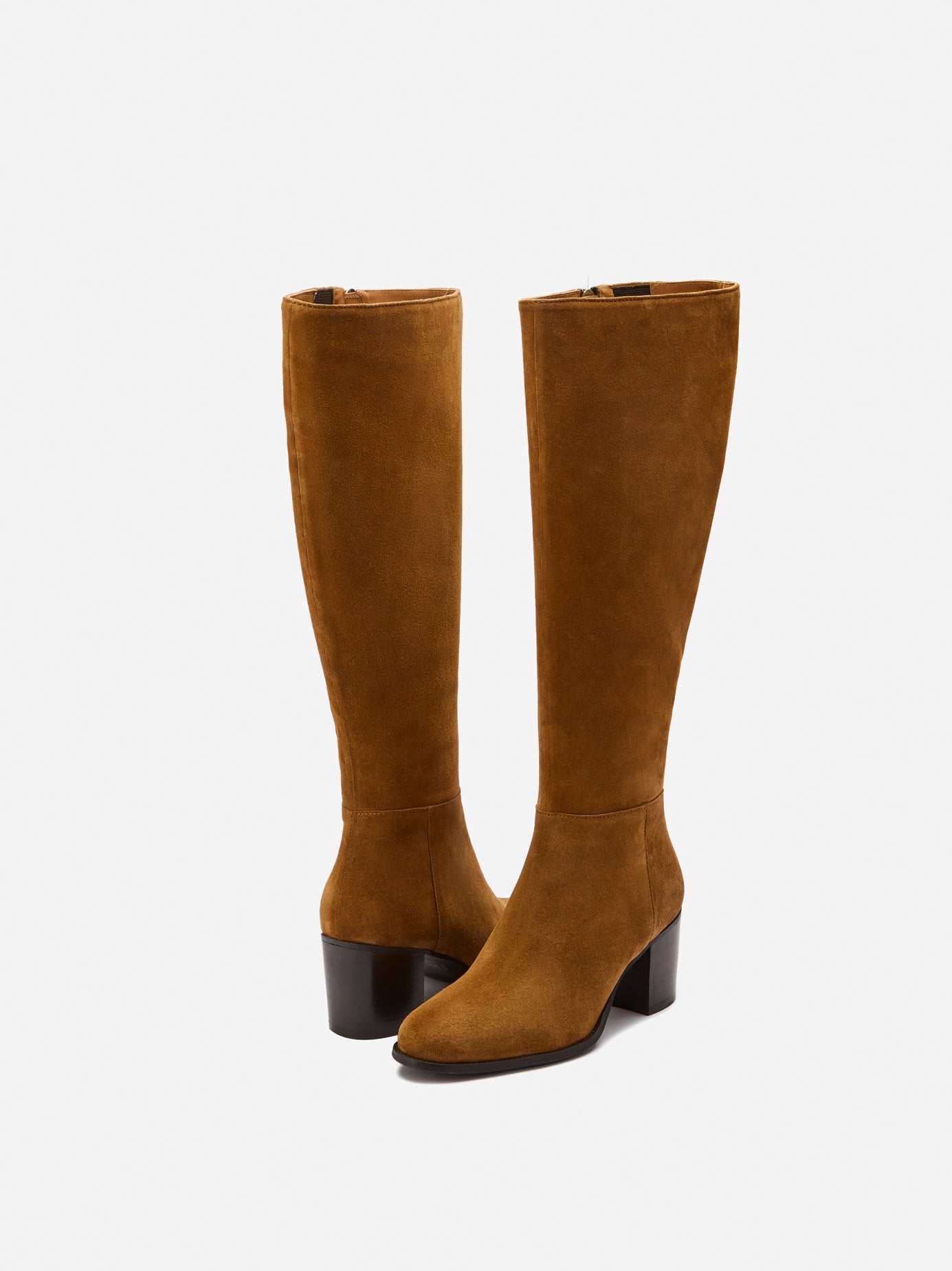 Dalia Tall Knee High Boots in Tan Suede