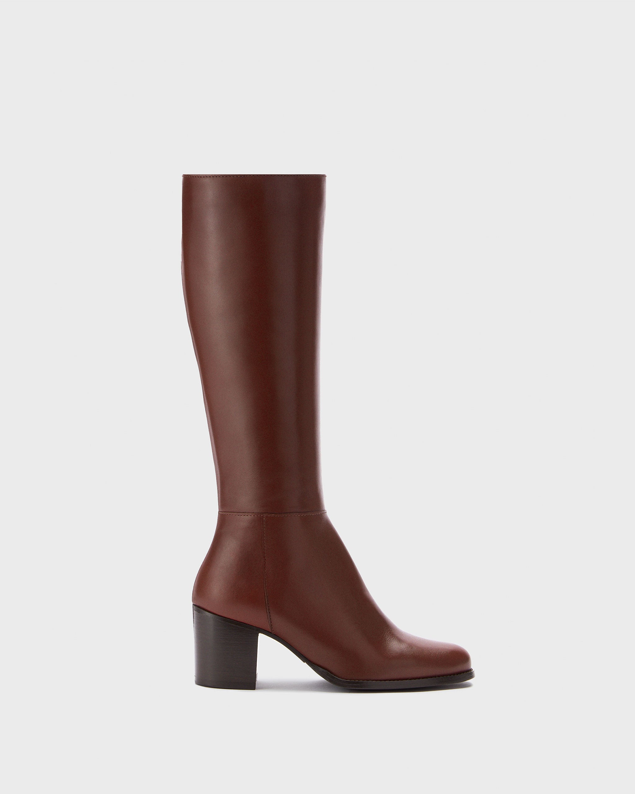 knee high brown leather heeled boots DuoBoots