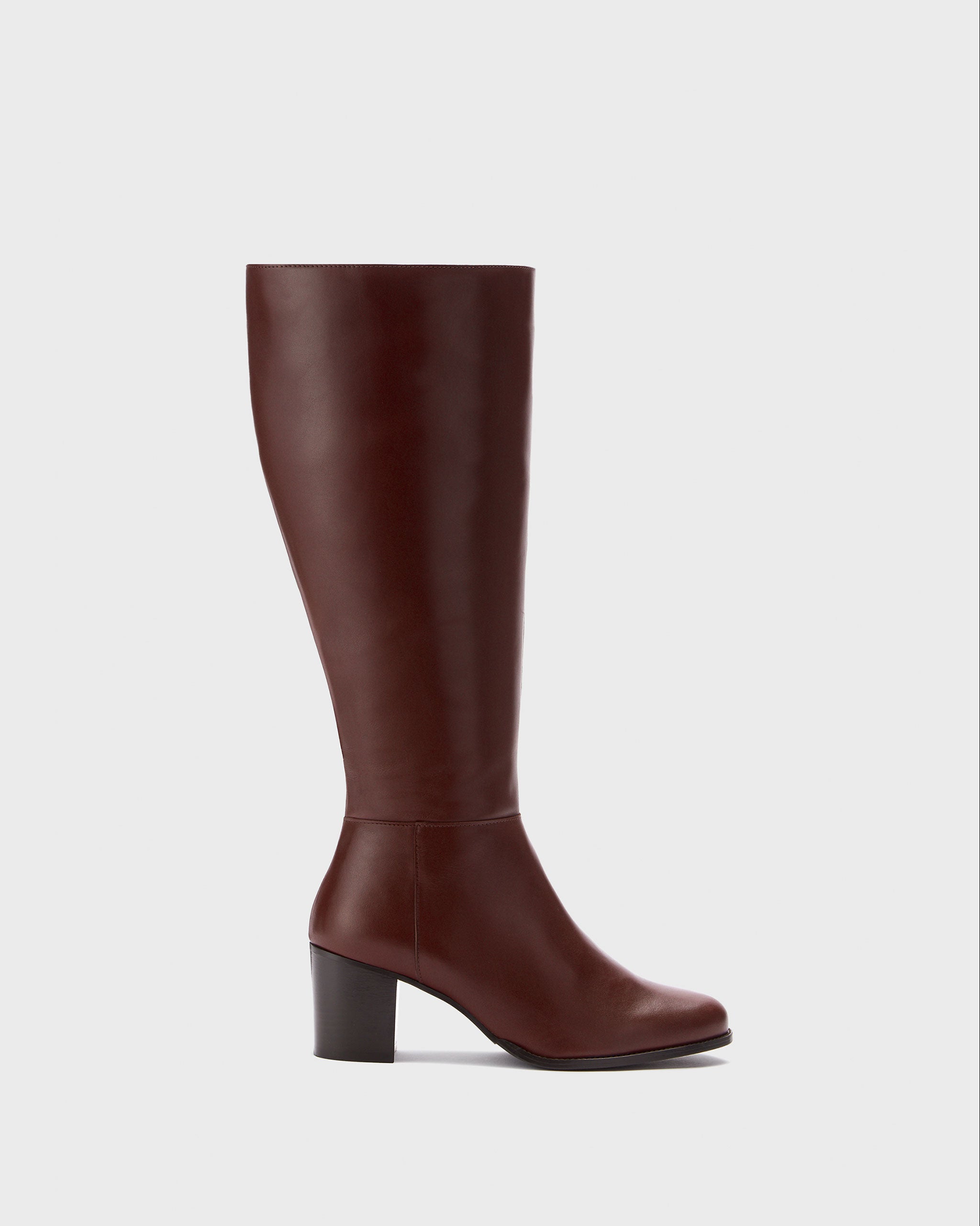 Dalia Petite knee high brown leather heeled boots with a 47cm calf DuoBoots